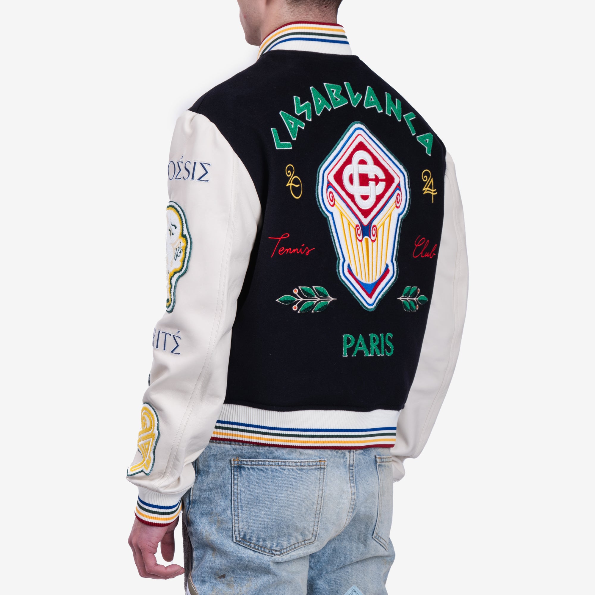 Casablanca Chenille Patchwork Bomber Jacket Navy - 4