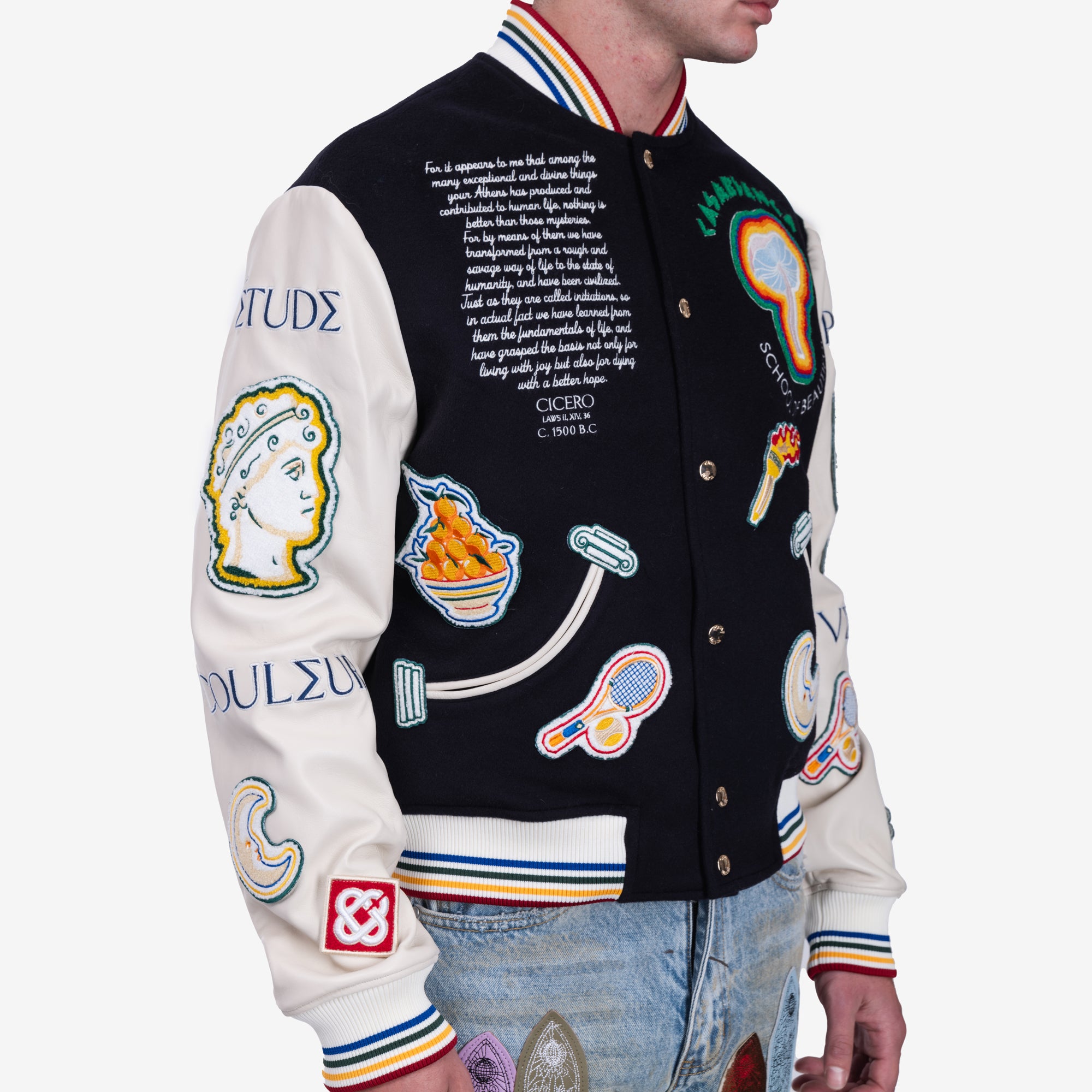Casablanca Chenille Patchwork Bomber Jacket Navy - 5