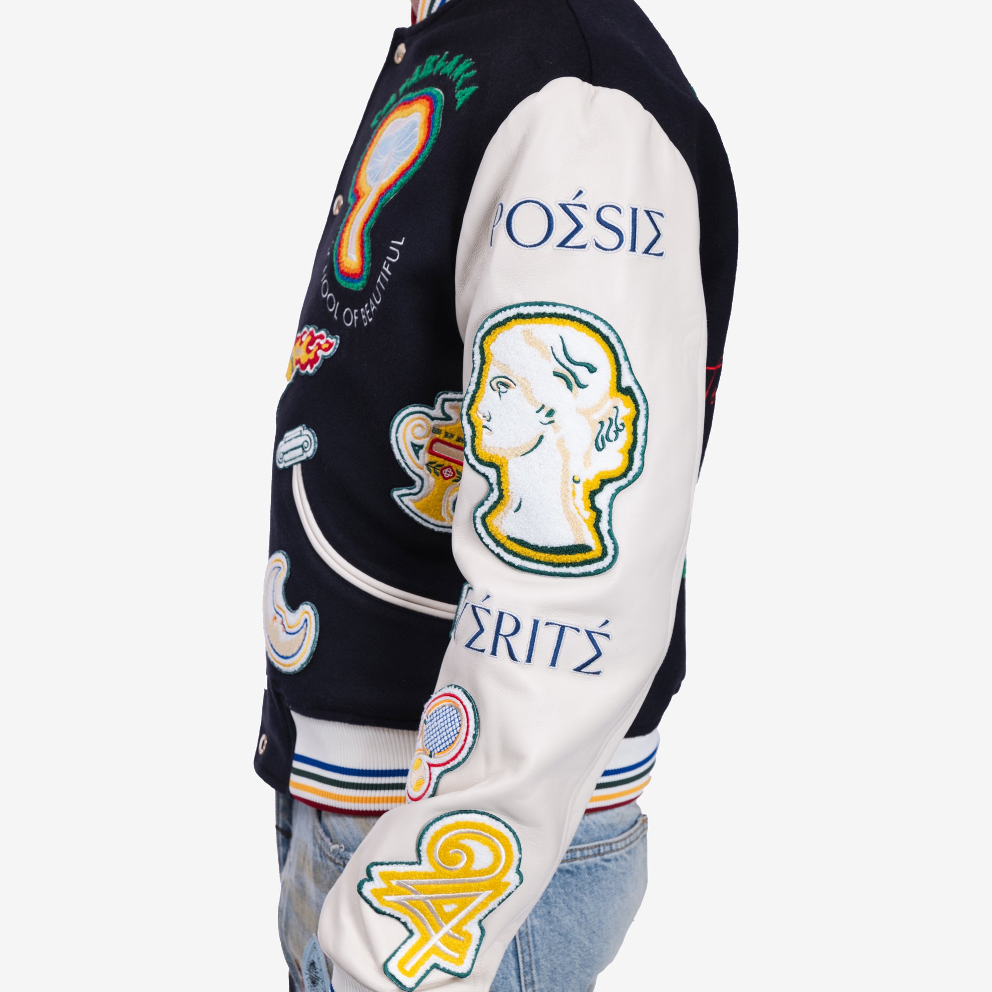 Casablanca Chenille Patchwork Bomber Jacket Navy - 6