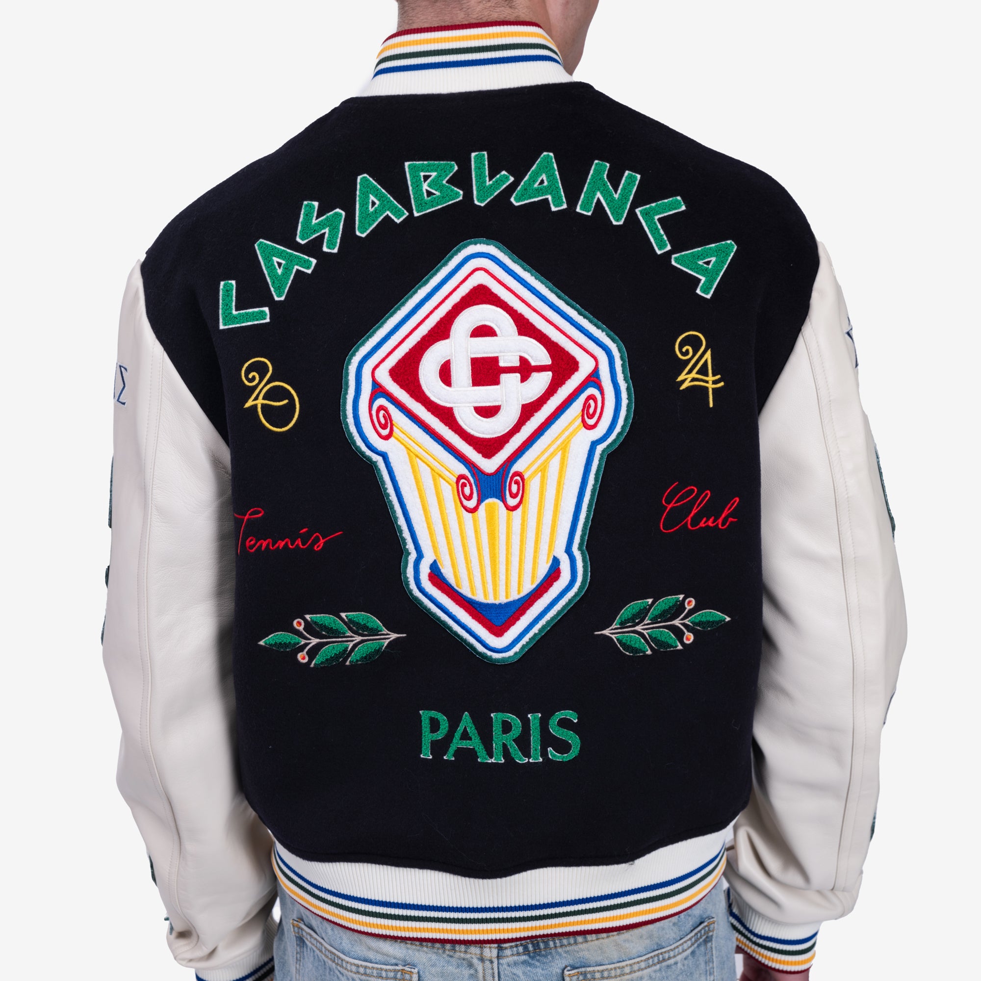 Casablanca Chenille Patchwork Bomber Jacket Navy - 7