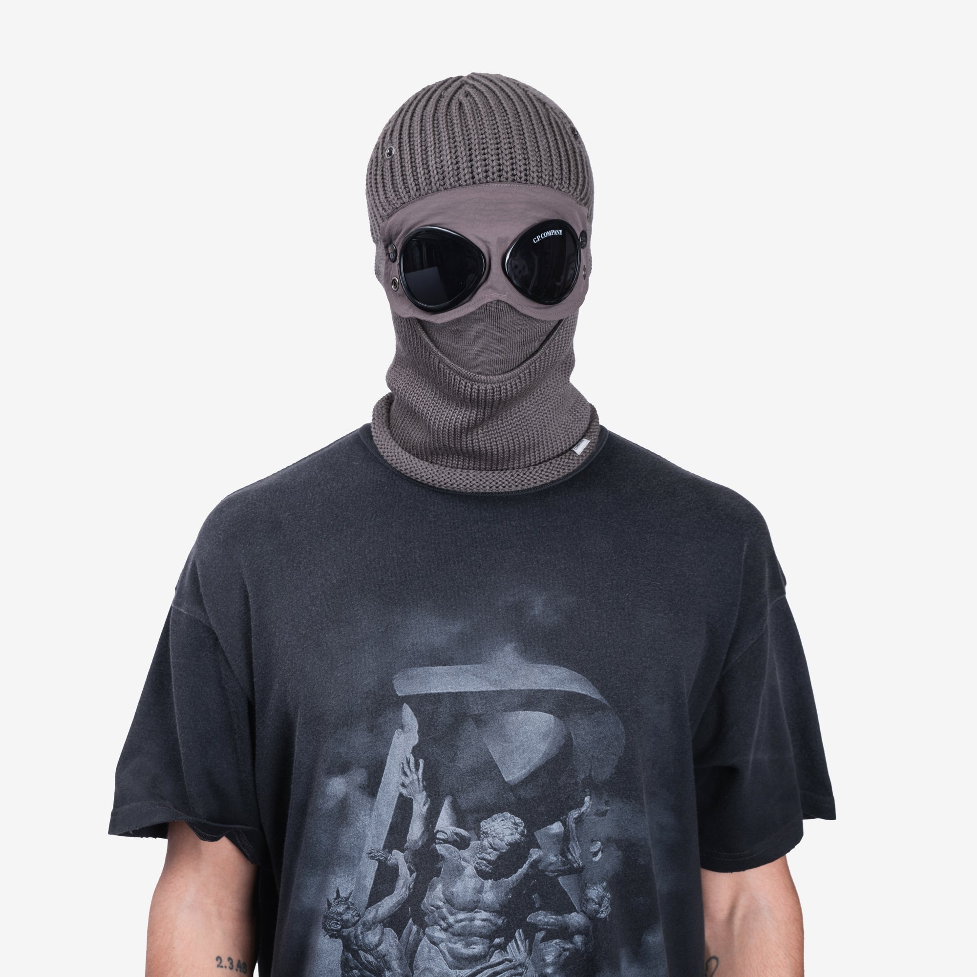 C.P. Company Extra Fine Wool Goggle Balaclava Walnut - 5