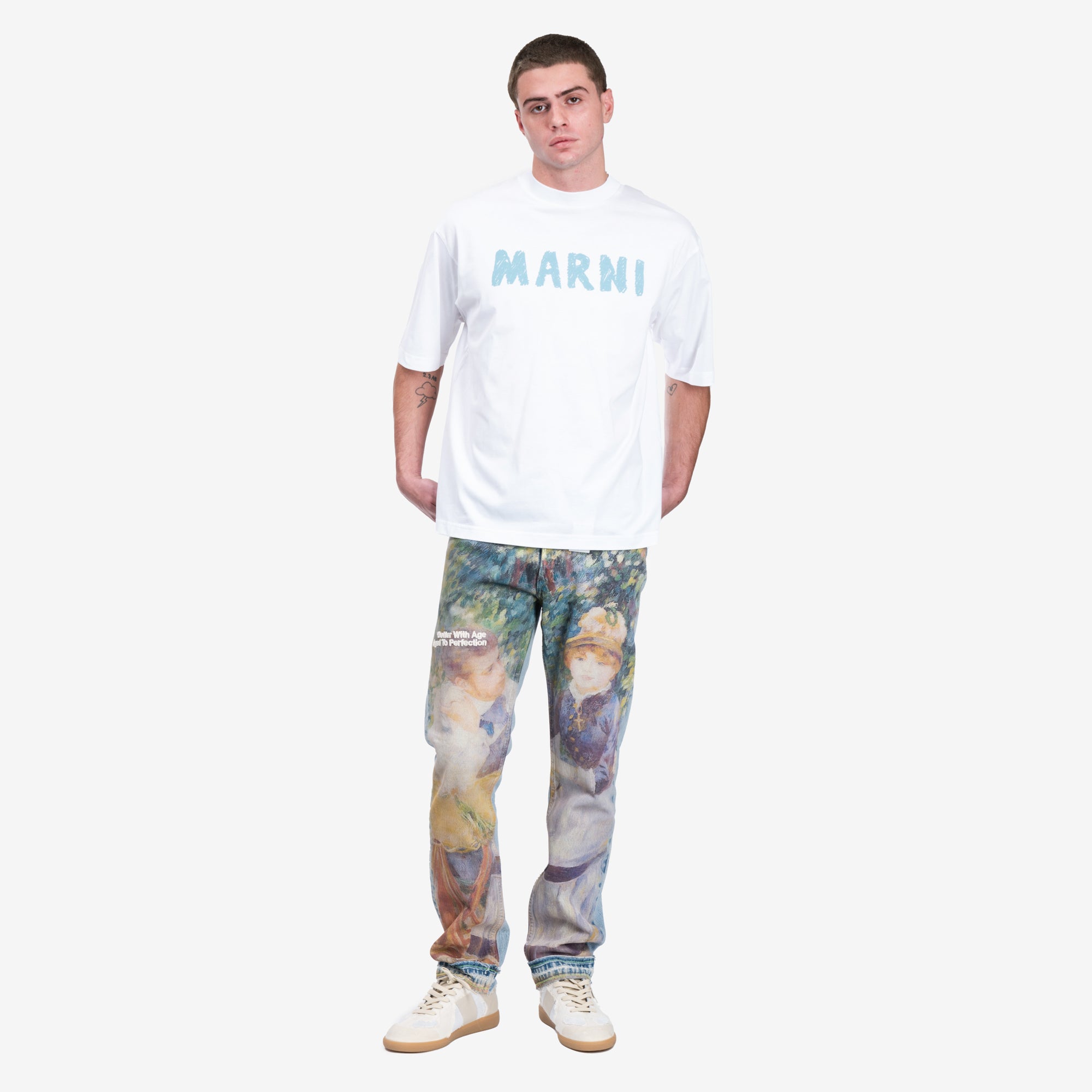 MARNI Scribble Logo T-Shirt Lily White - 2