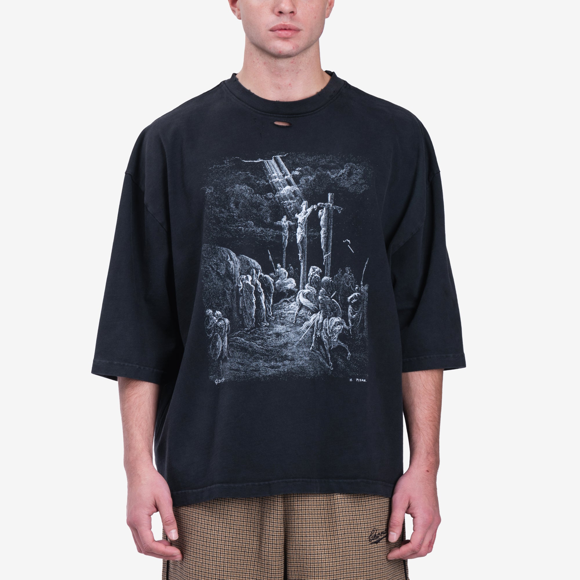 Willy Chavarria Crucifixion Buffalo T-Shirt Washed Black - 1