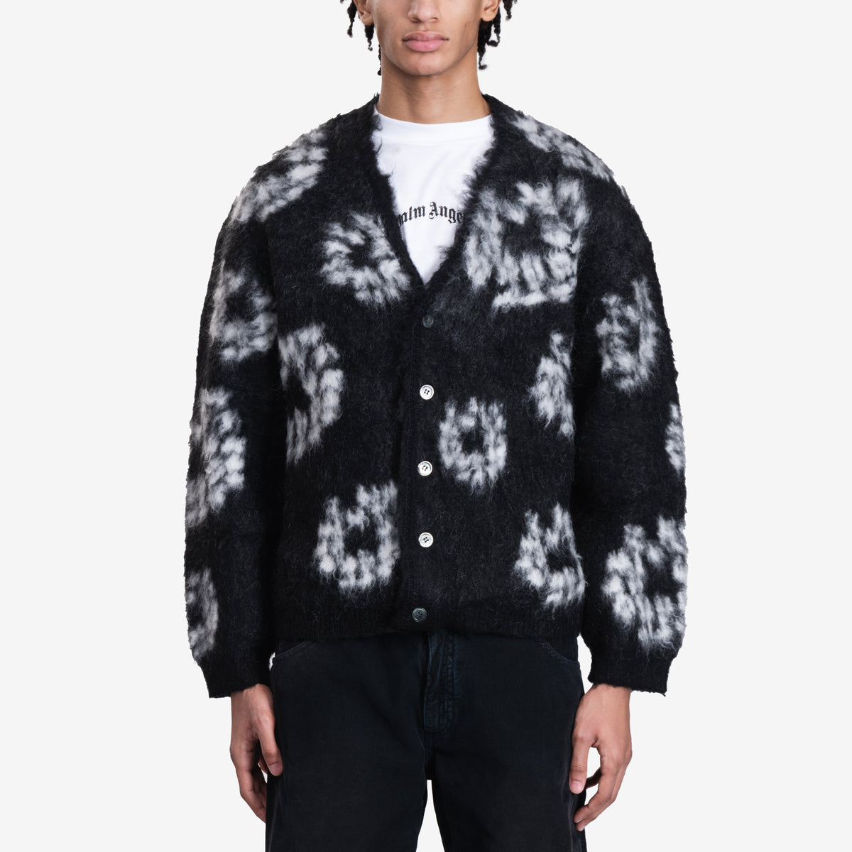 Mens Saint Mxxxxxx Denim Tears Wreath Cardigan in Black