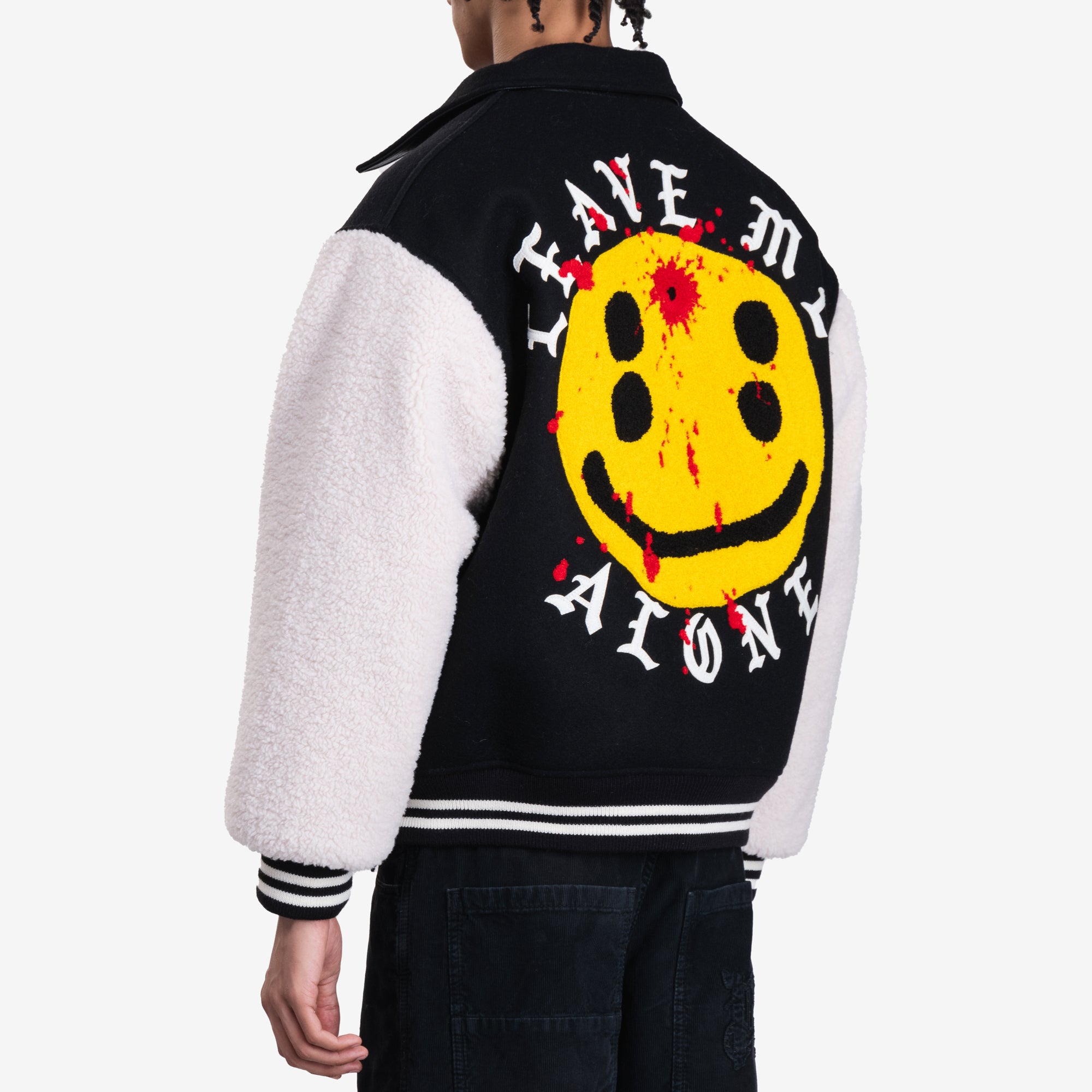 Saint Mxxxxxx CPFM Smile Varsity Jacket Black - 5