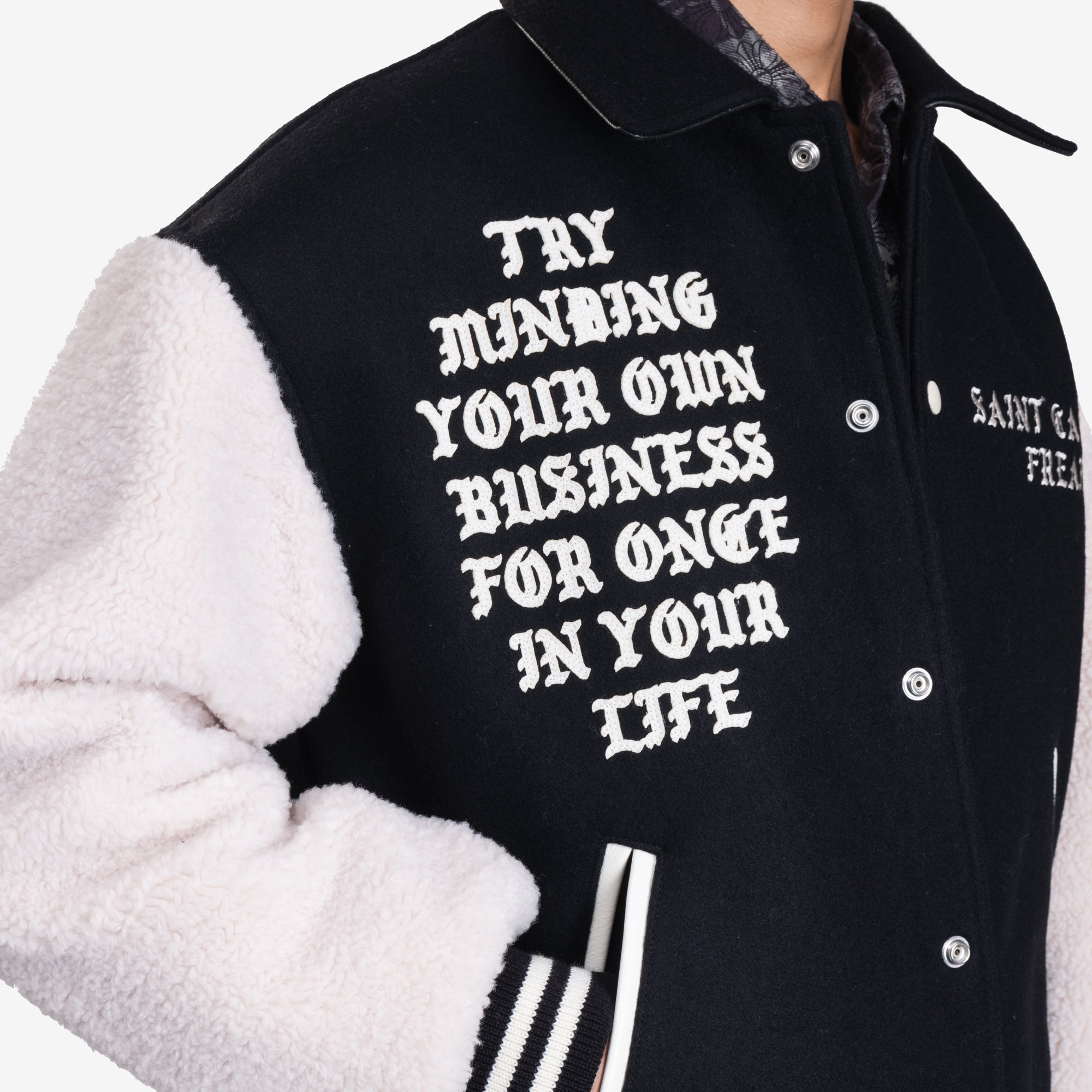 Saint Mxxxxxx CPFM Smile Varsity Jacket Black - 4