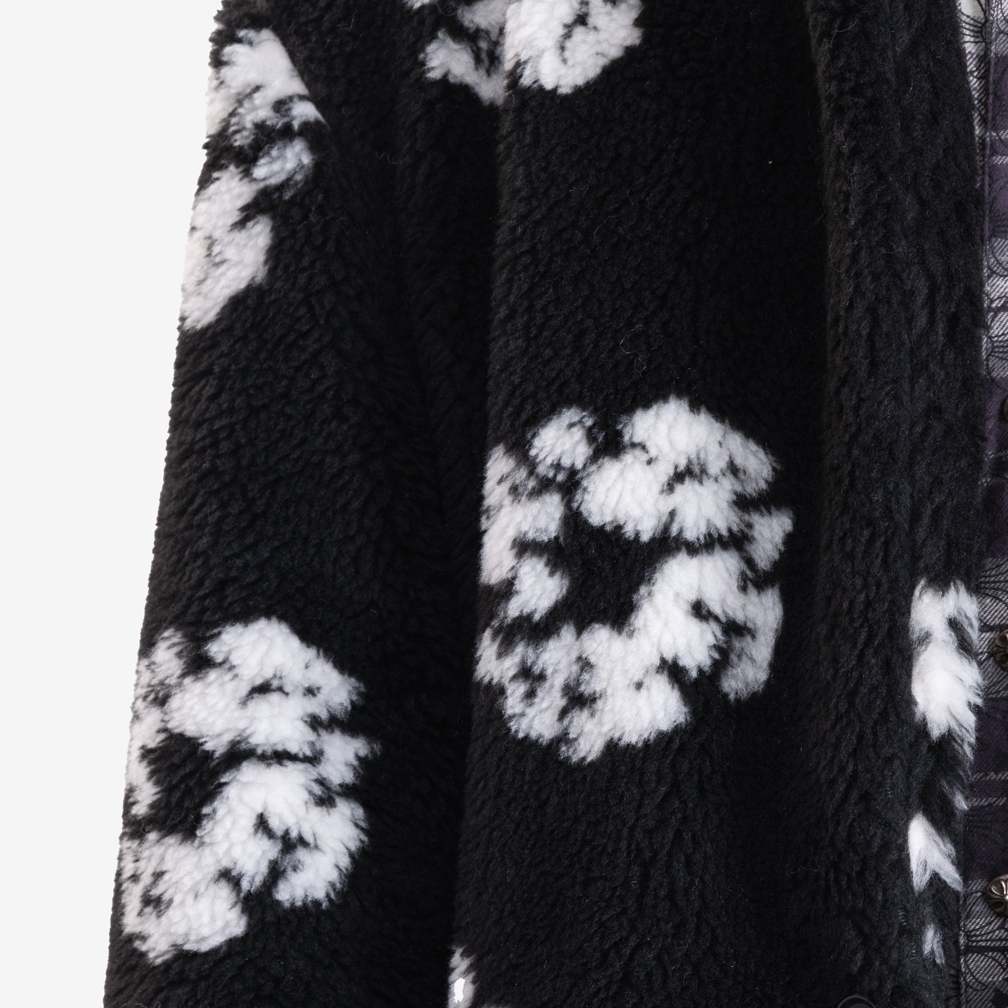 Saint Mxxxxxx Denim Tears Wreath Faux Fur Coat Black - 6