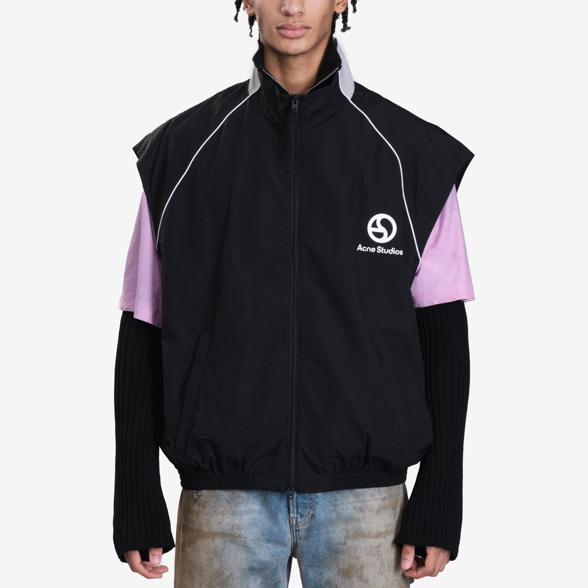 【ACNE STUDIOS】ブラック Gillet ベスト Mens Acne Studios Sleeveless Track Jacket in Black