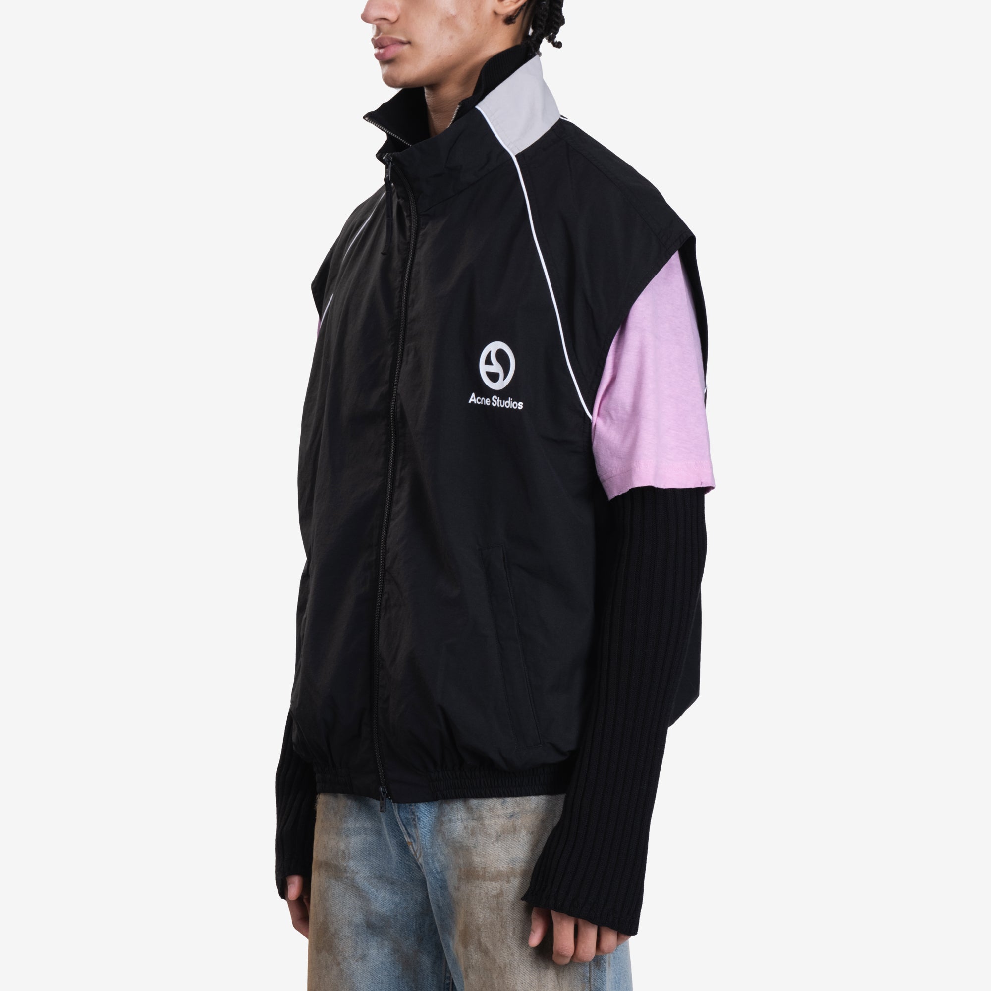 Mens Acne Studios Sleeveless Track Jacket in Black