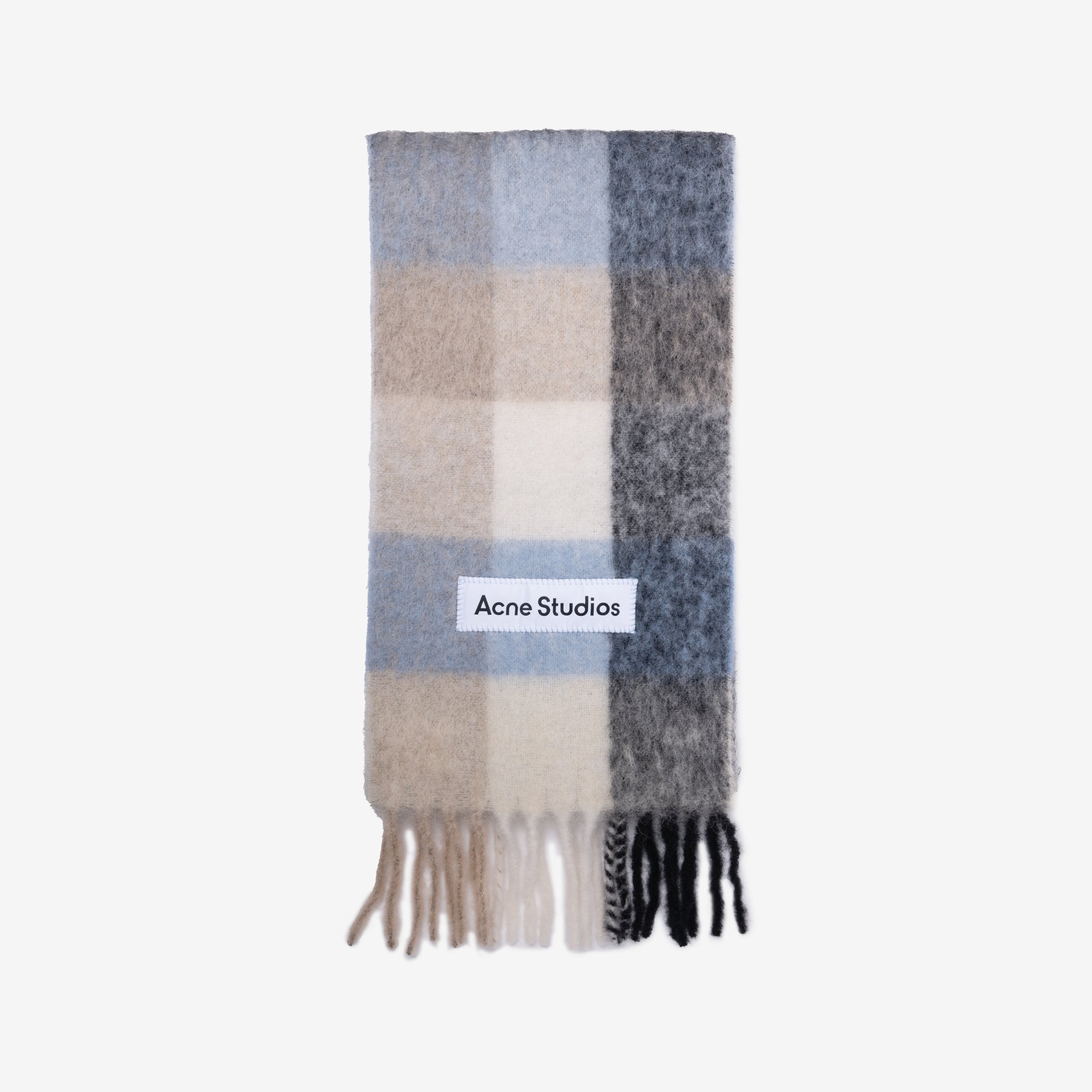Acne Studios Mohair Checked Scarf Blue/Beige/Black - 1