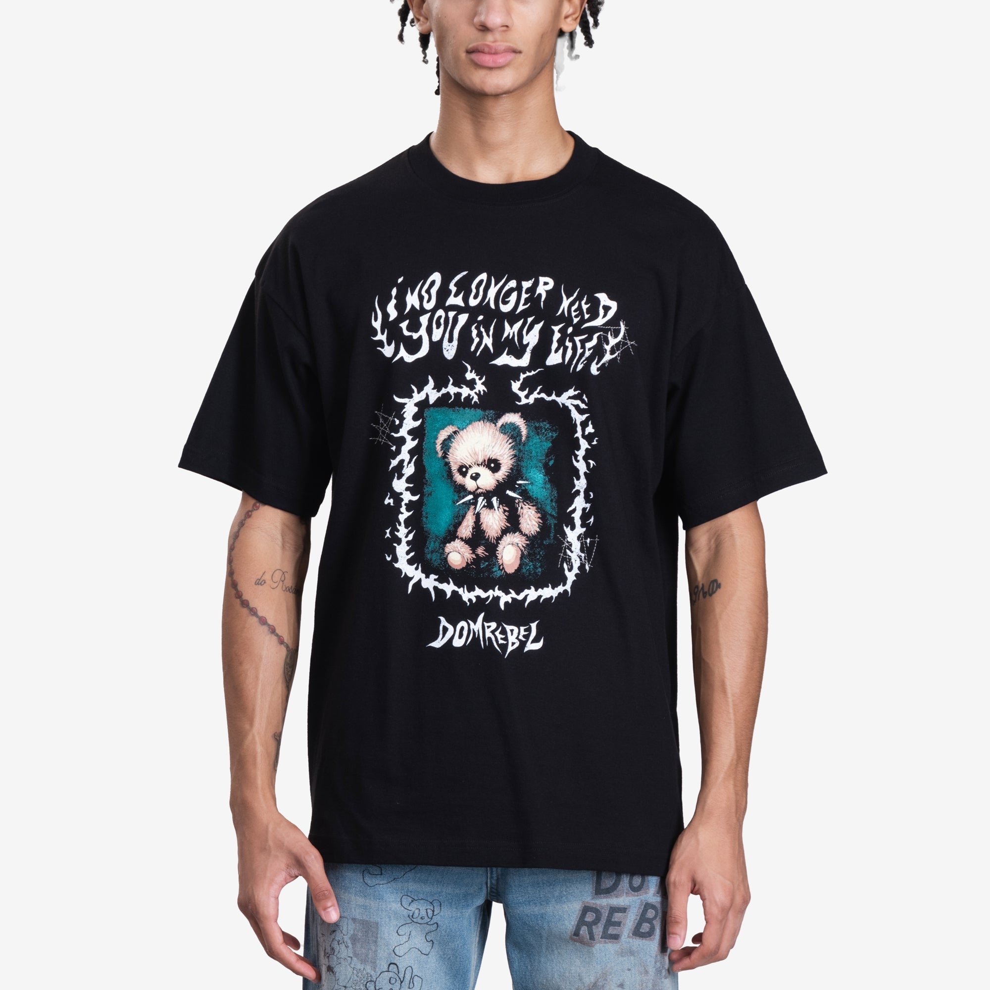 Dom Rebel Collar Bear T-Shirt Black - 1