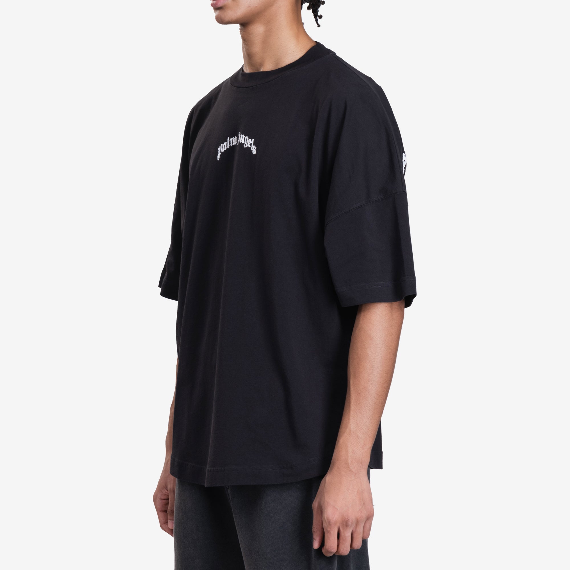 Palm Angels Back Curved Logo Over T-Shirt Black - 3