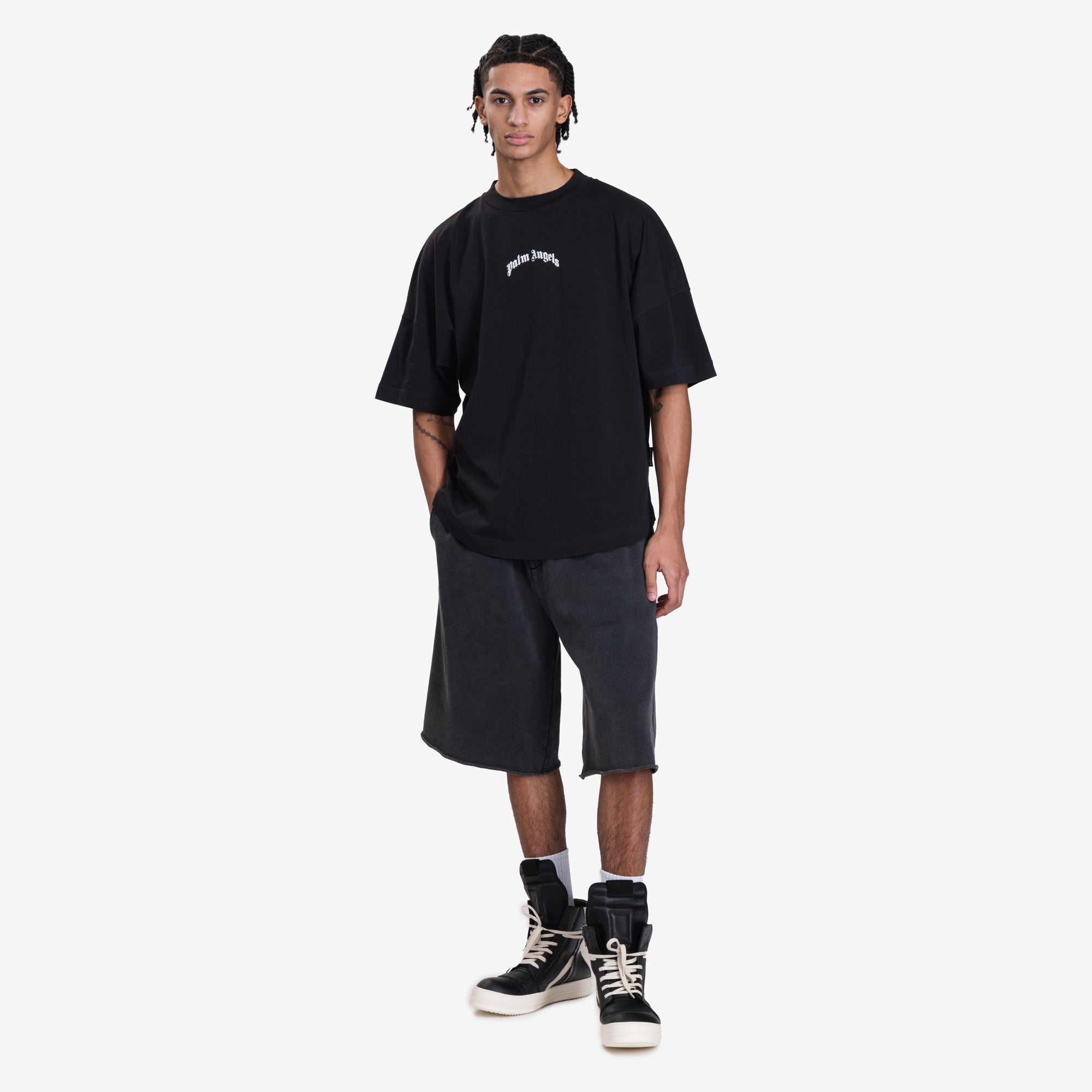 Palm Angels Back Curved Logo Over T-Shirt Black - 2