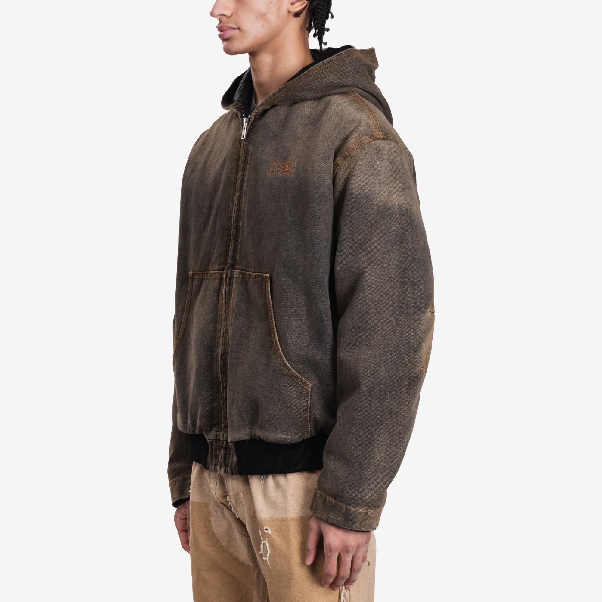 Maison Margiela MM6 Mens Worker Zip Hoody in Brown