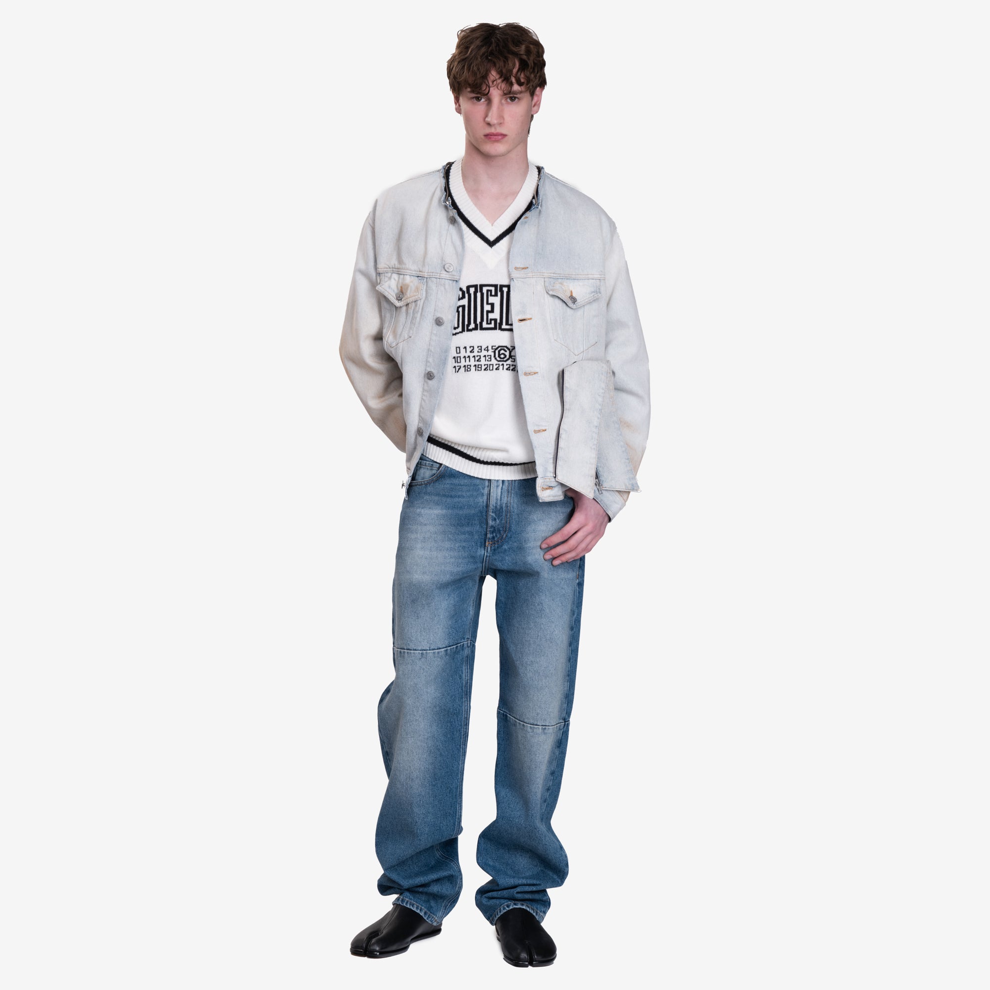 MM6 Zip Collar Denim Jacket Light Blue - 2