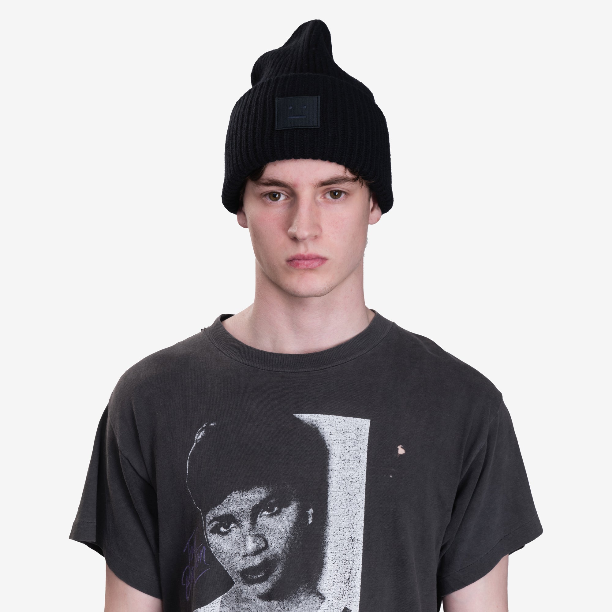 Acne Studios Large Face Logo Beanie Black - 2