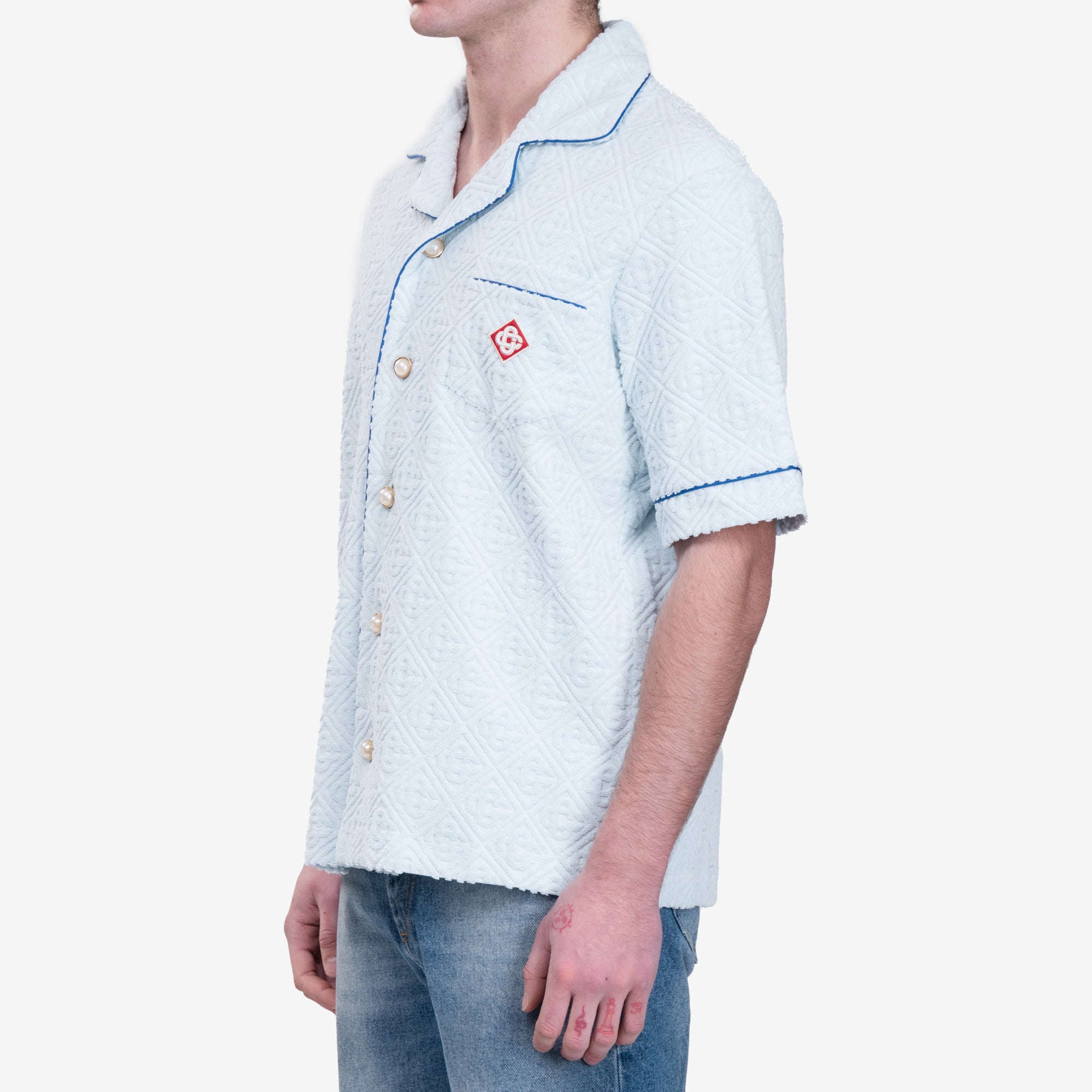 Casablanca Towelling Monogram SS Shirt Light Blue - 3