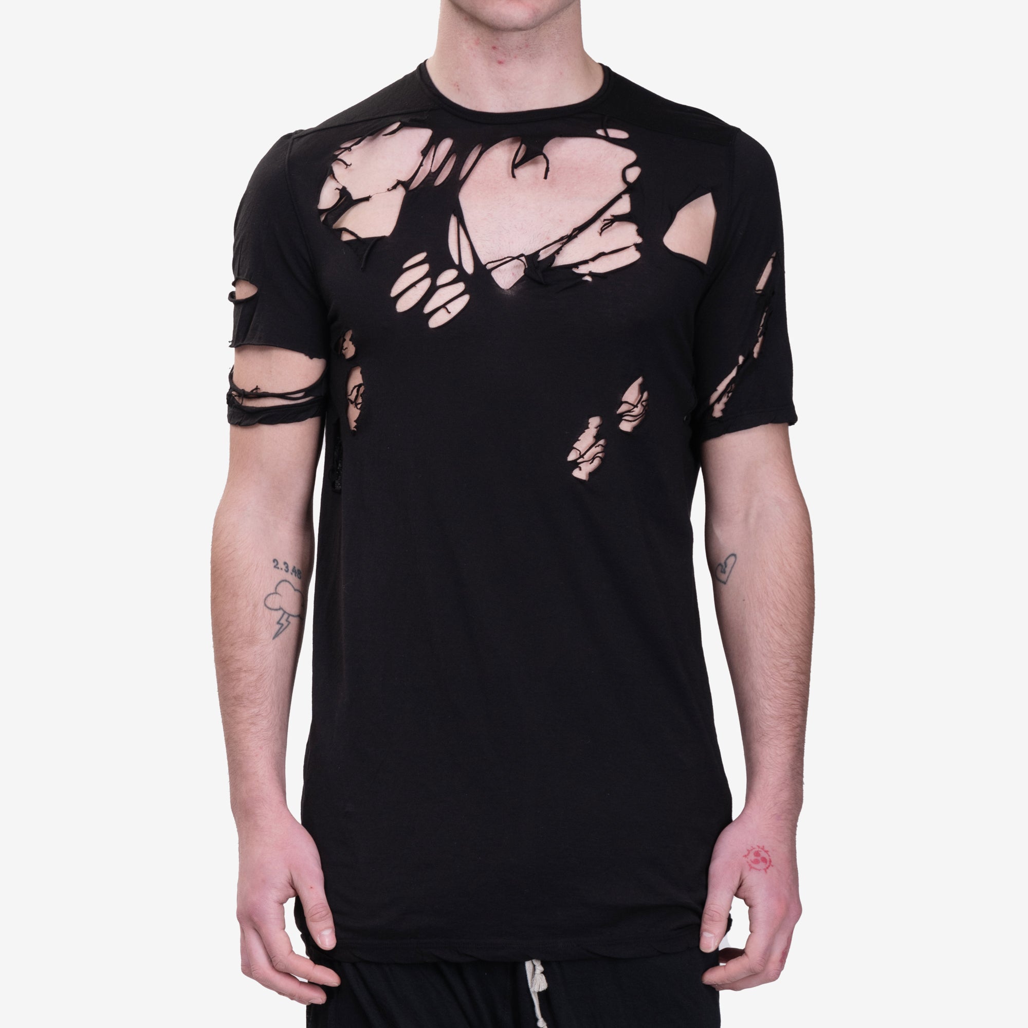 Rick Owens DRKSHDW Destroyed Level T-Shirt Black - 1