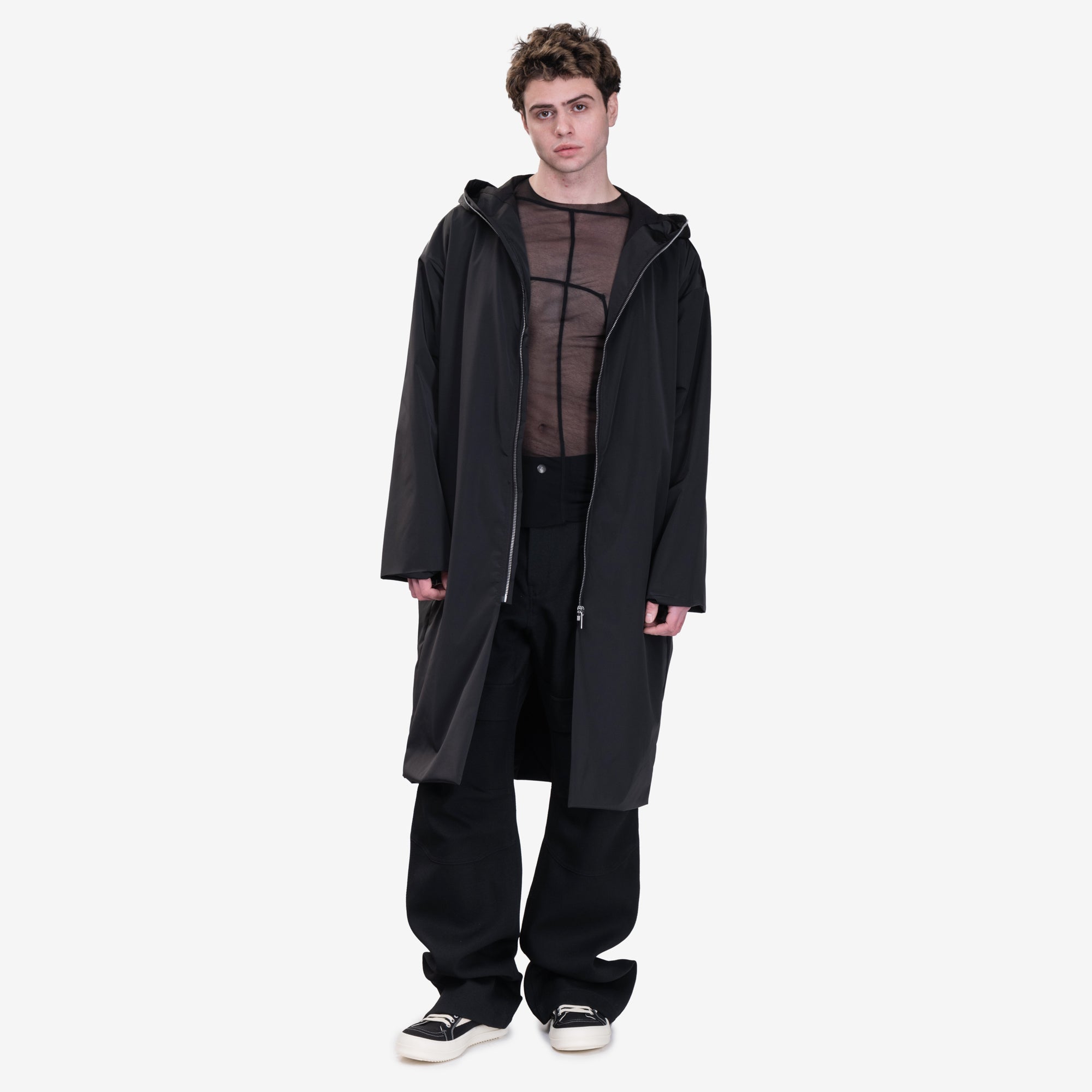 Rick Owens Hooded Gimp Coat Black - 2