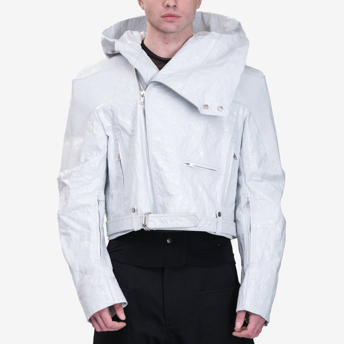 Unisex Rick Owens SS25 Hollywood Cropped Hooded Stooges Runway Jacket