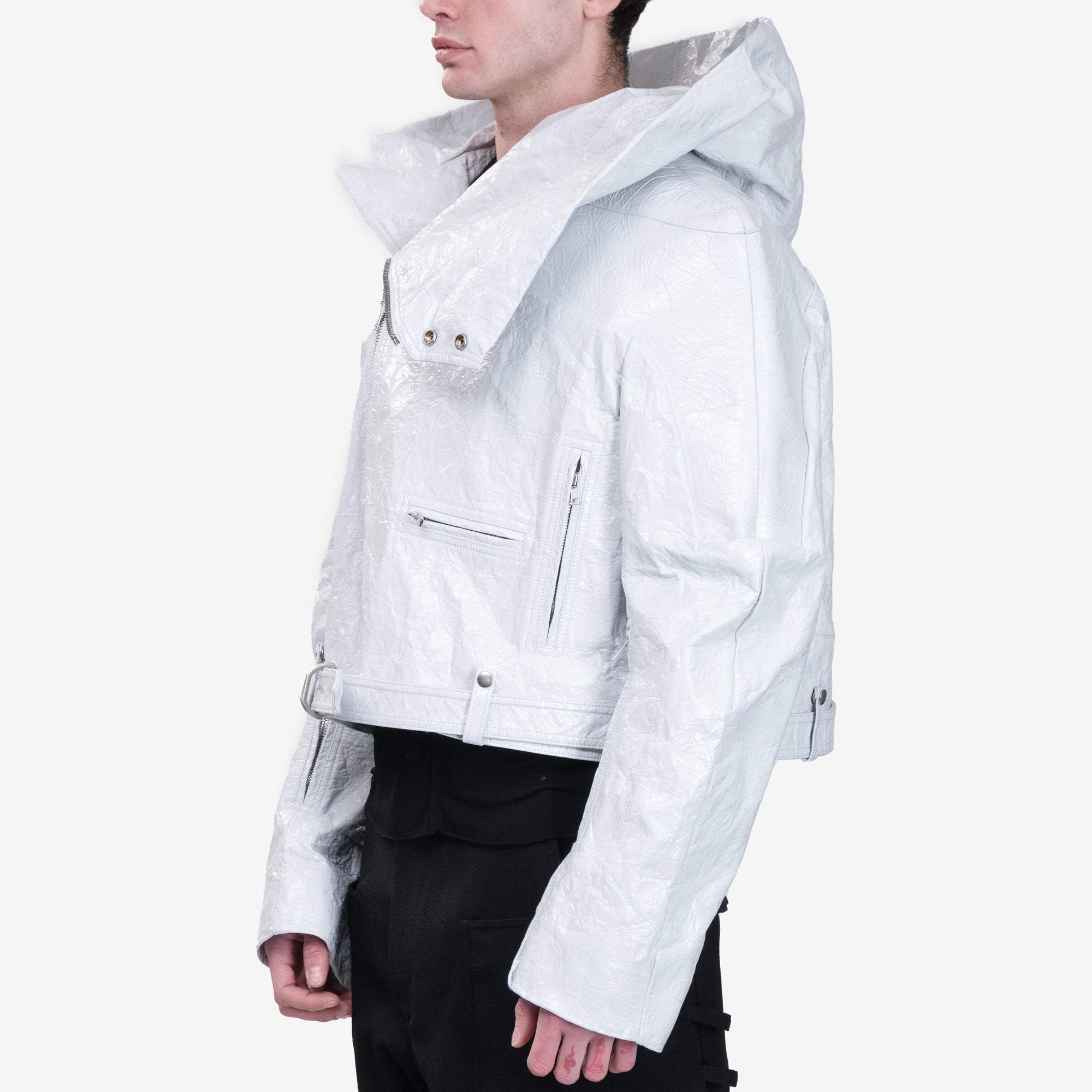 Rick Owens Cropped Hooded Stooges Runway Jacket Milk - 3