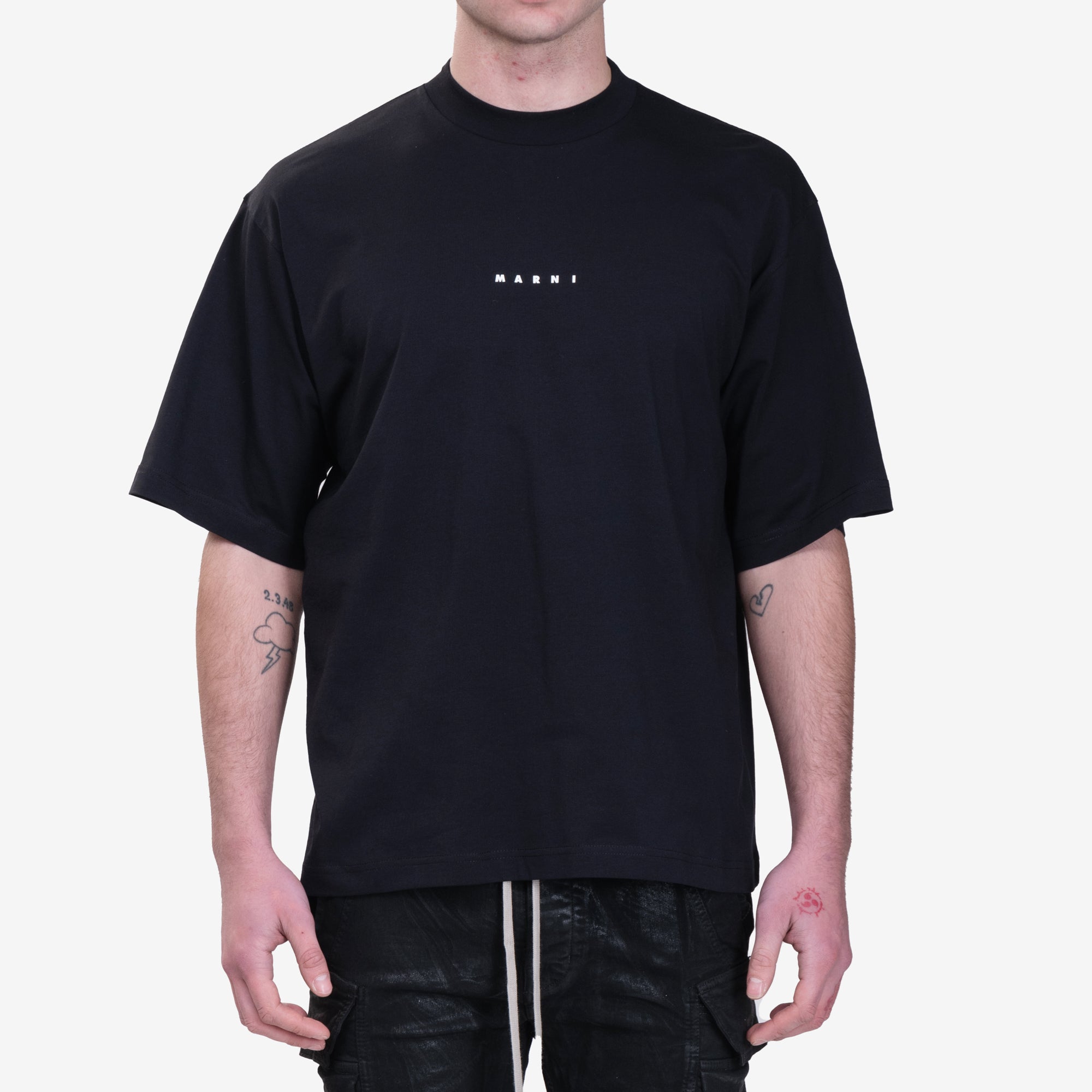 メンズ MARNI ミニロゴ Tシャツ（ブラック）