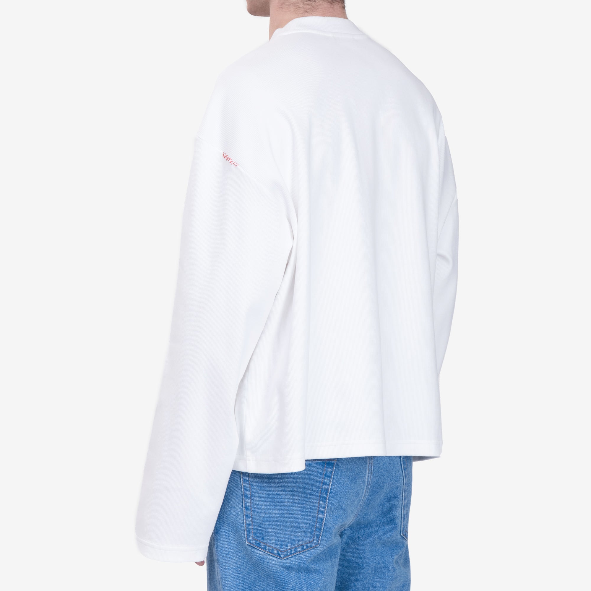 MARNI Shoulder Logo Ribbed Long Sleeve T-Shirt Lily White - 4