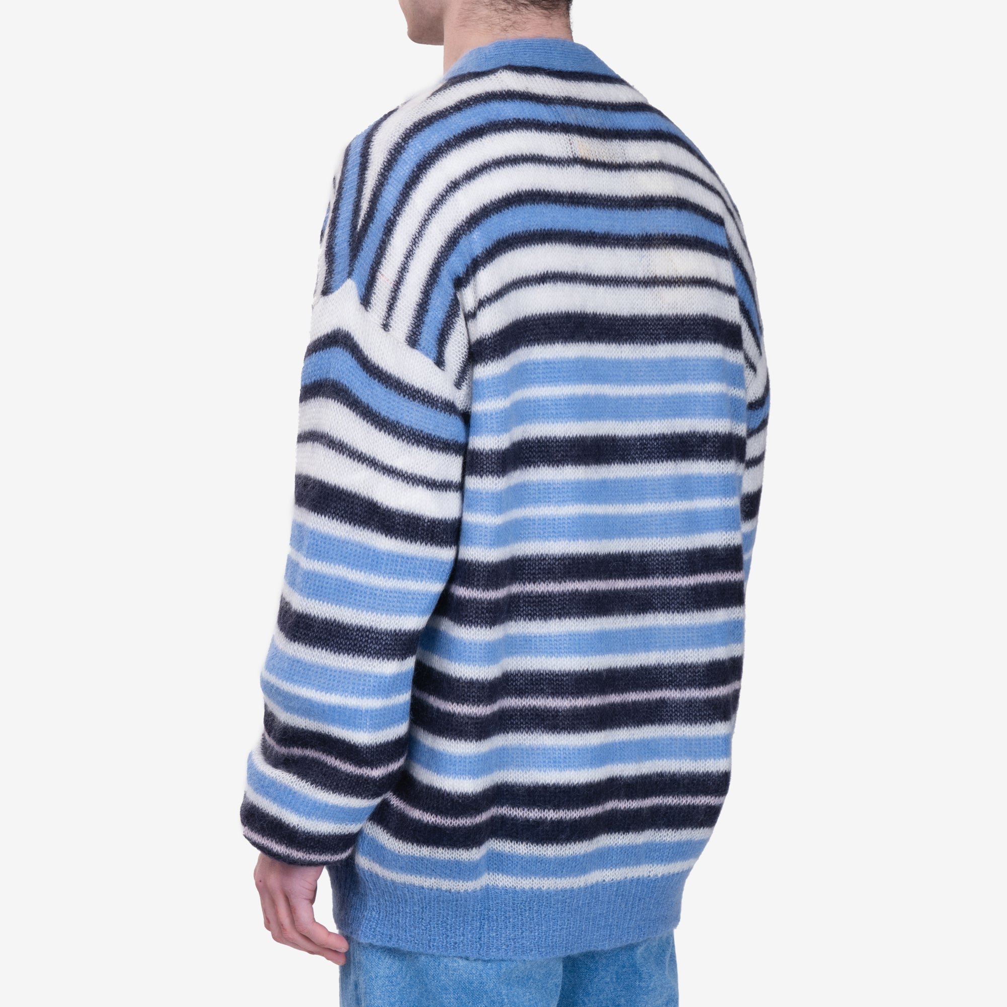 MARNI Fuzzy Wuzzy Stripe Cardigan Blue Lilac - 4