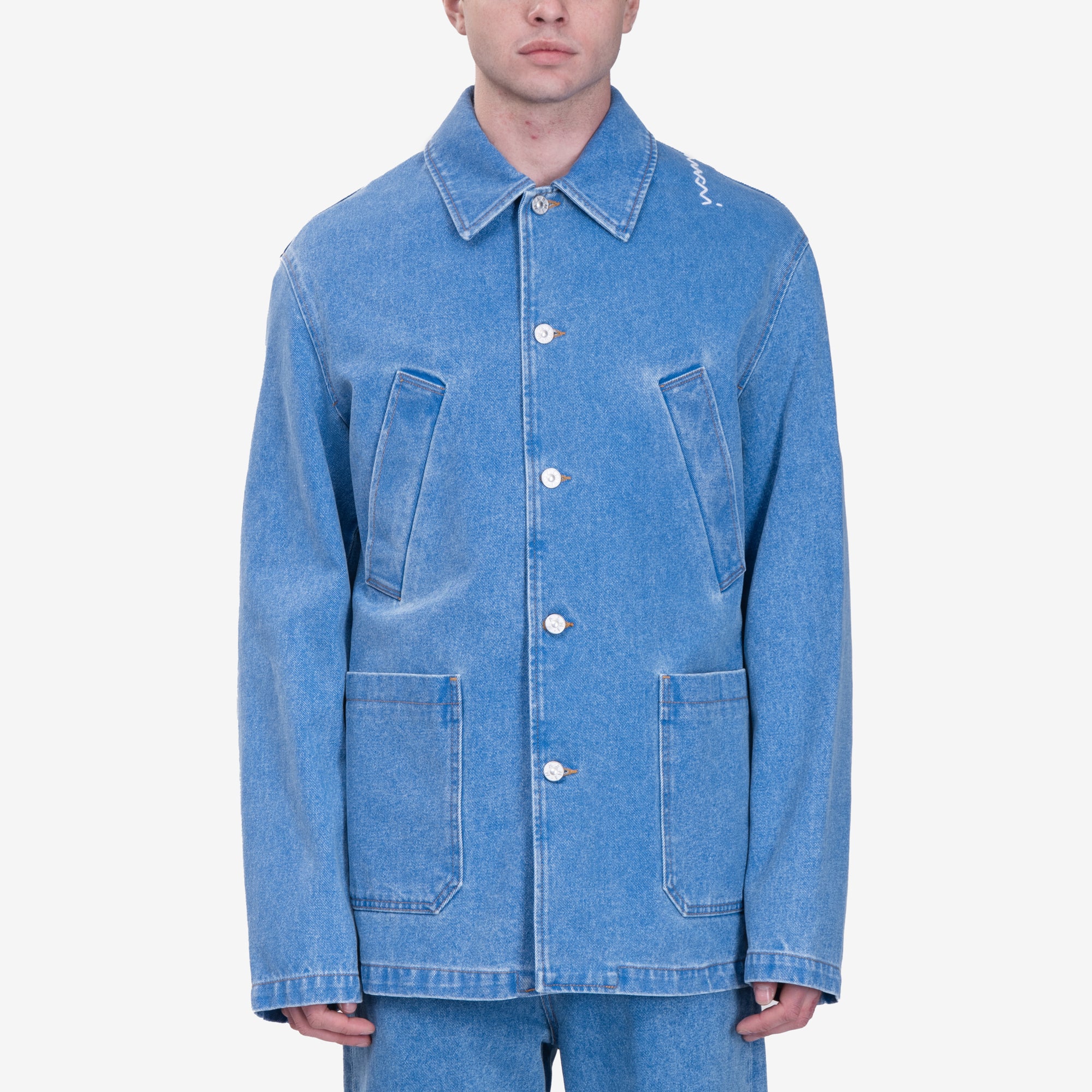 MARNI Shoulder Logo Denim Jacket Cobalt - 1