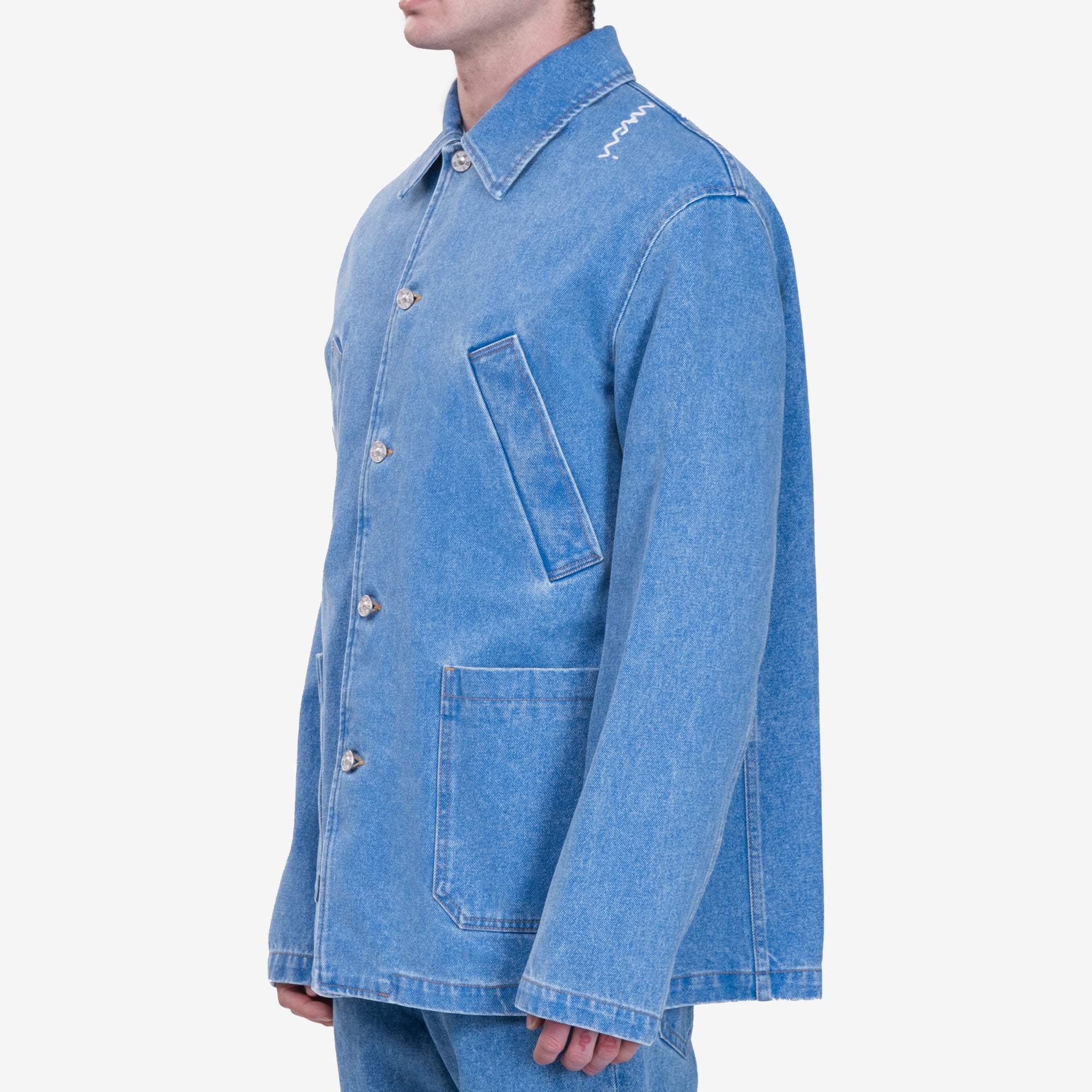 MARNI Shoulder Logo Denim Jacket Cobalt - 3