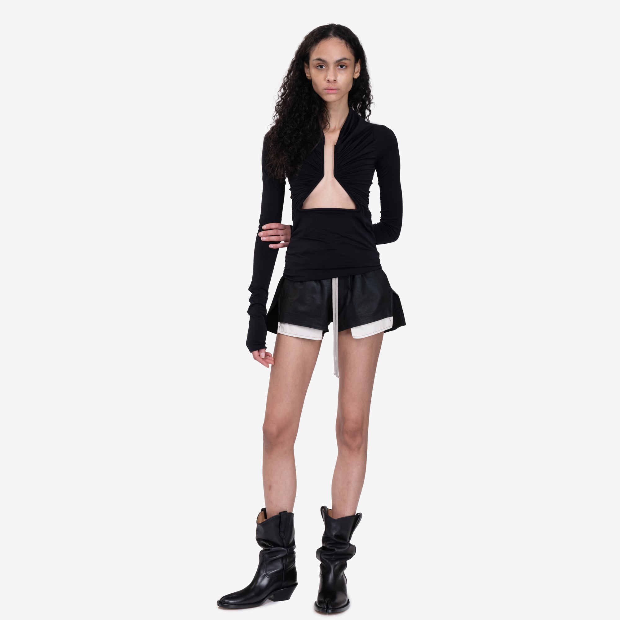 Rick Owens Womens Fog Boxer Shorts Black - 2