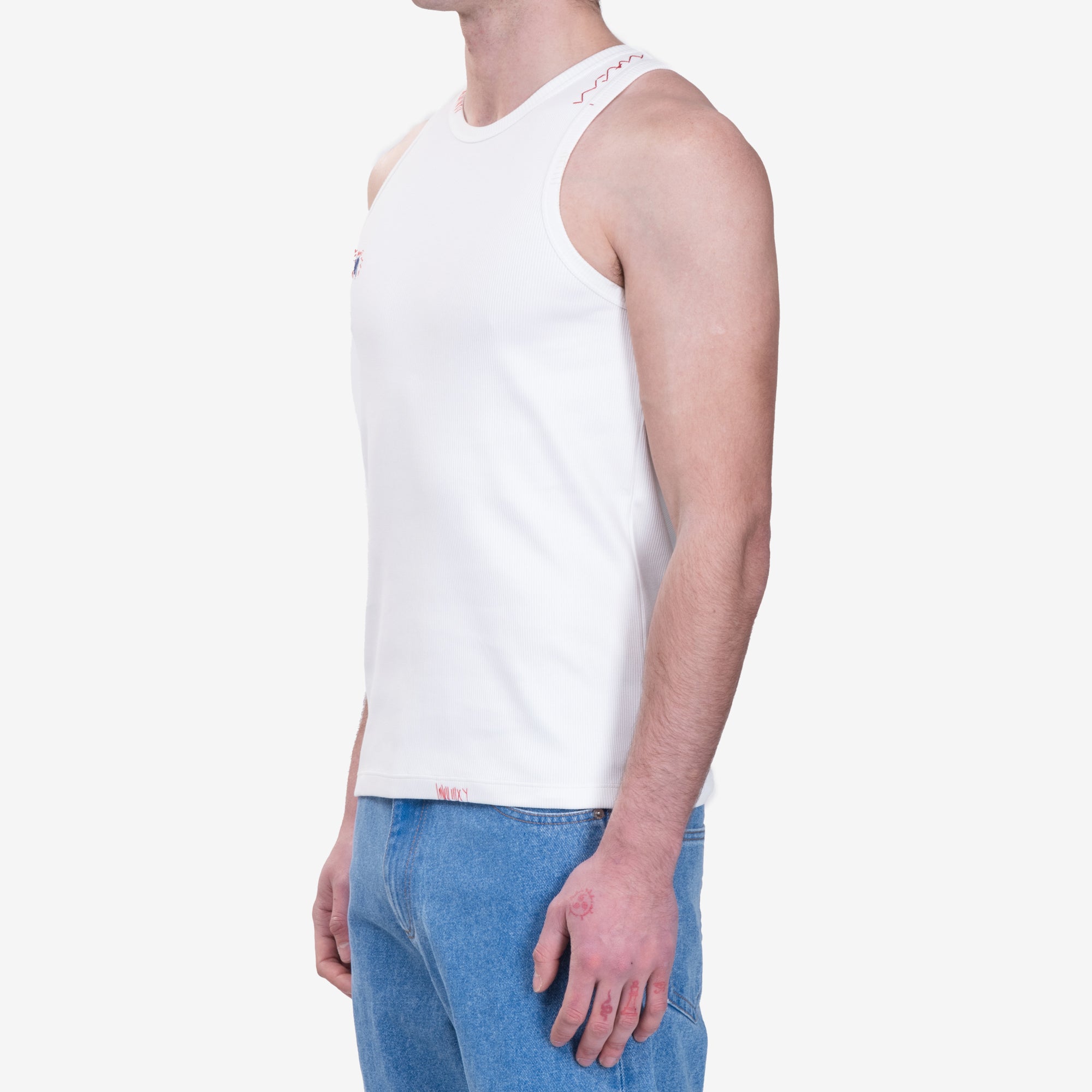 MARNI Shoulder Logo Ribbed Tank Top Lily White - 3