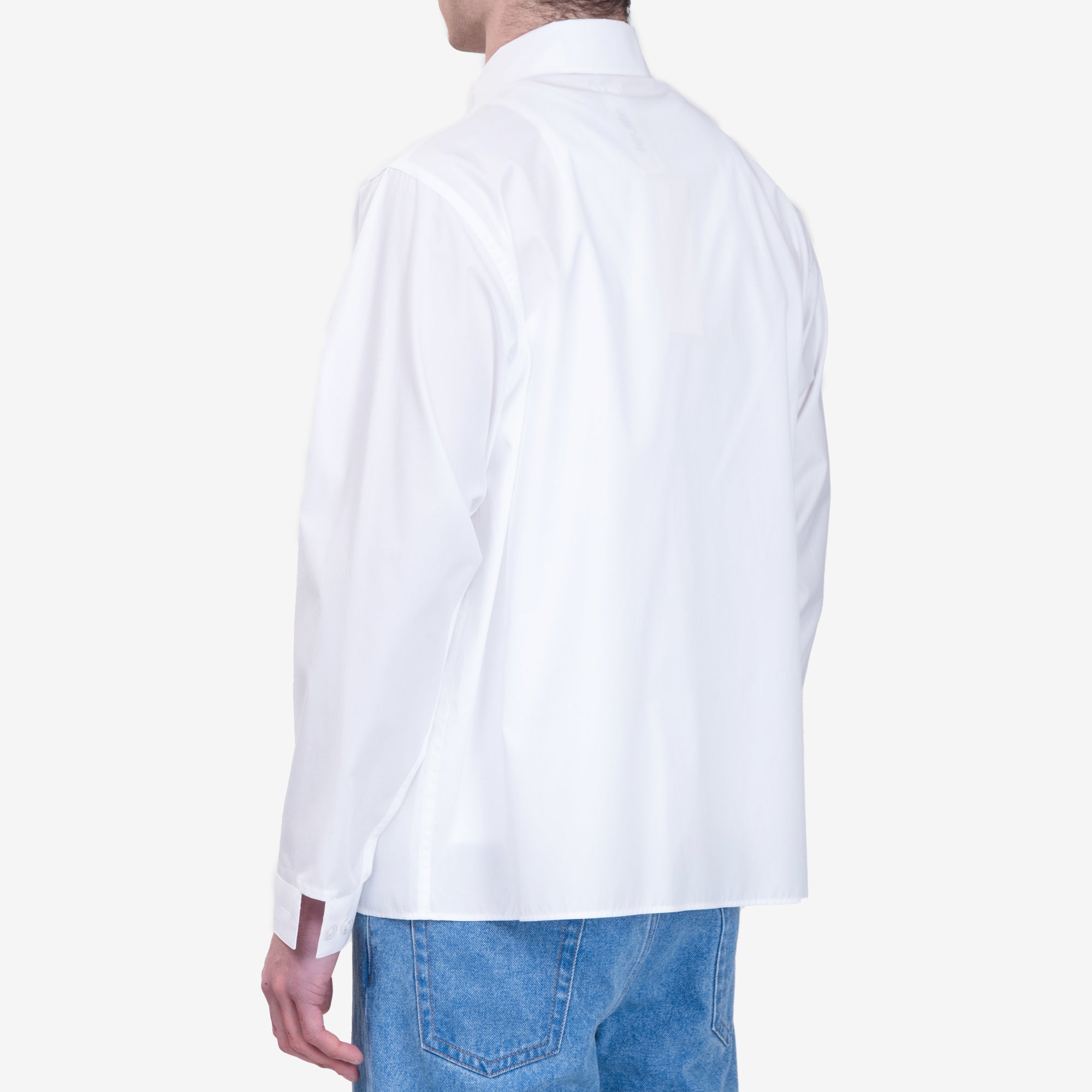 MARNI Hidden Logo Zip Poplin Shirt Lily White - 4