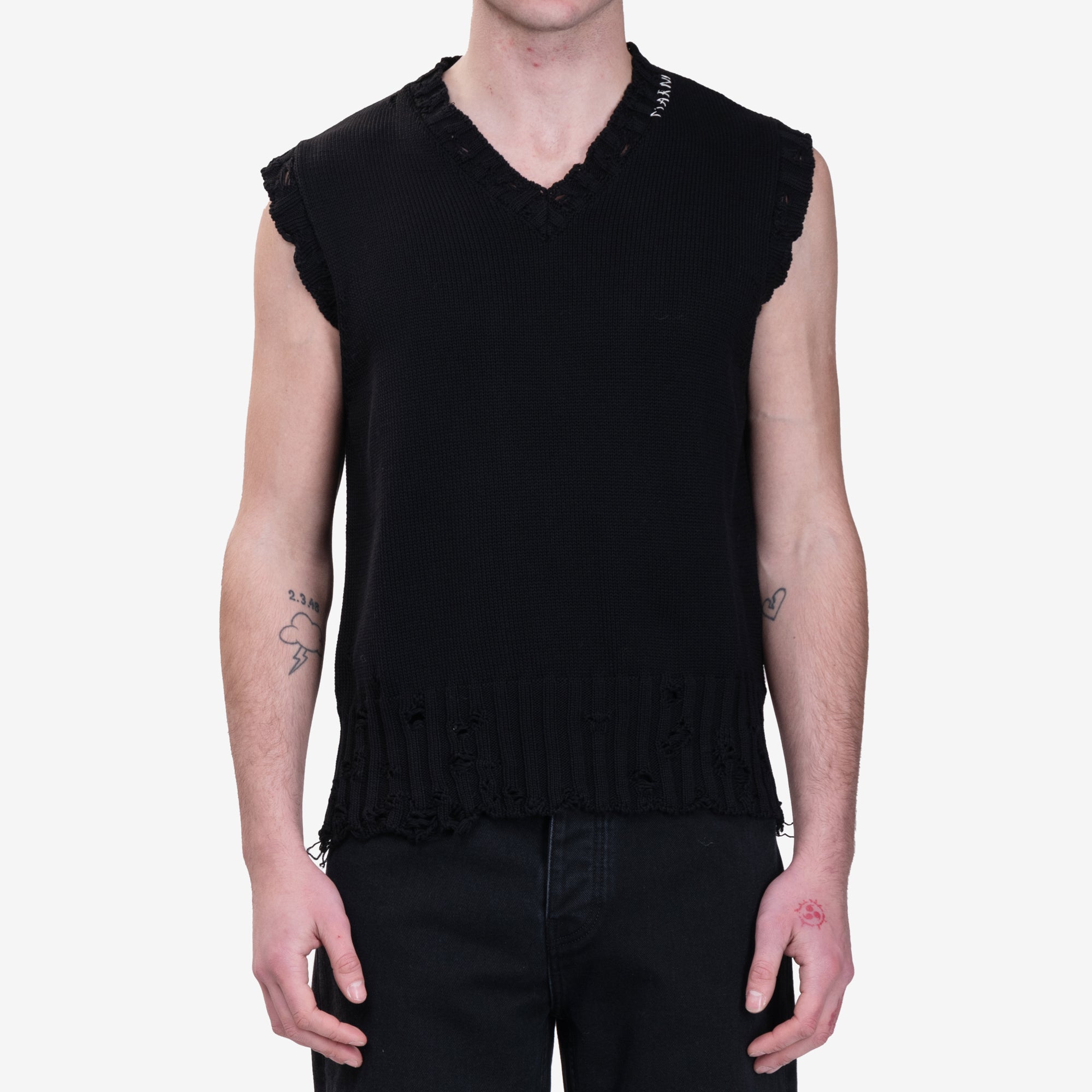 MARNI Distressed Sweater Vest Black - 1