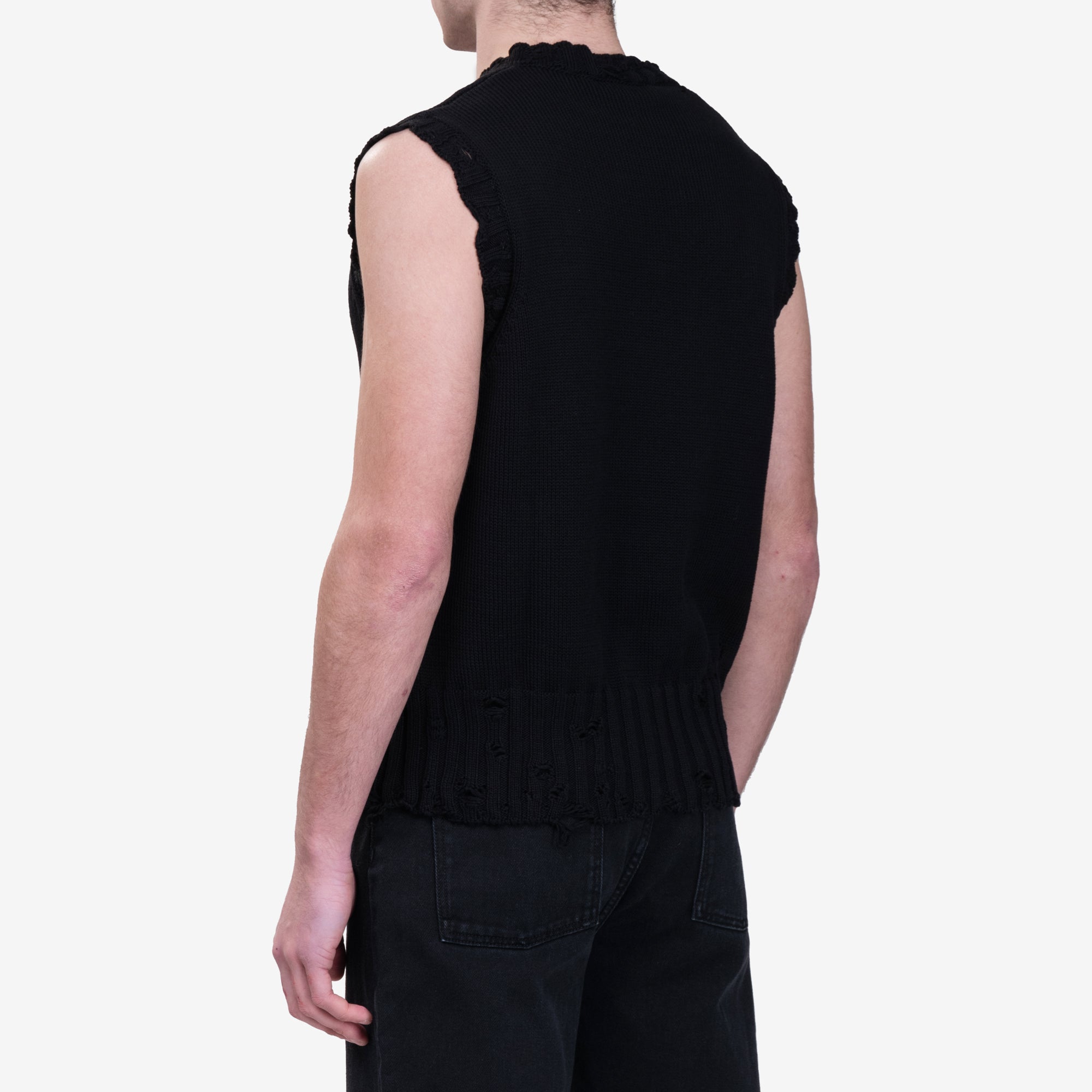 MARNI Distressed Sweater Vest Black - 4