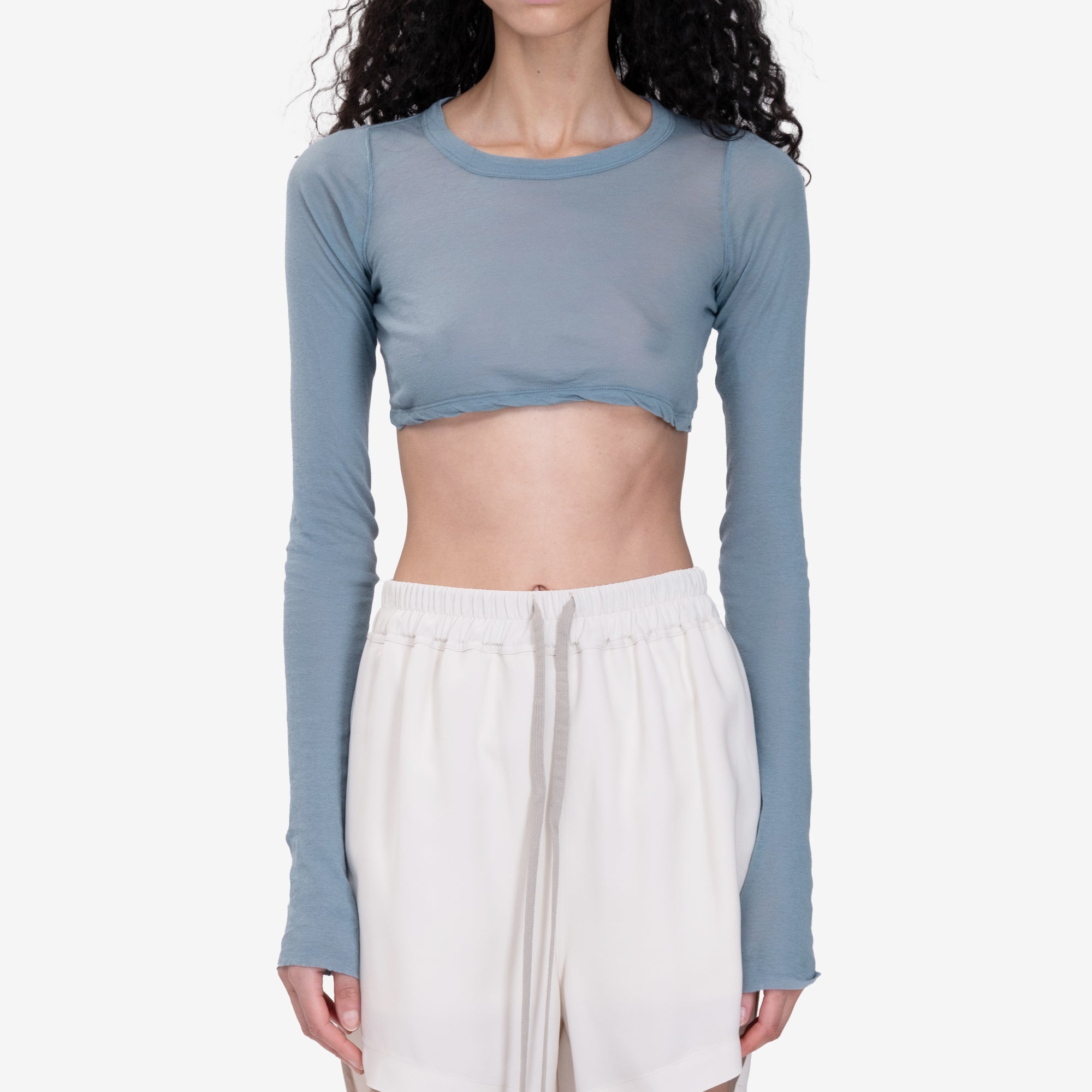 Rick Owens Womens Long Sleeve Crop Top Mouthwash - 1