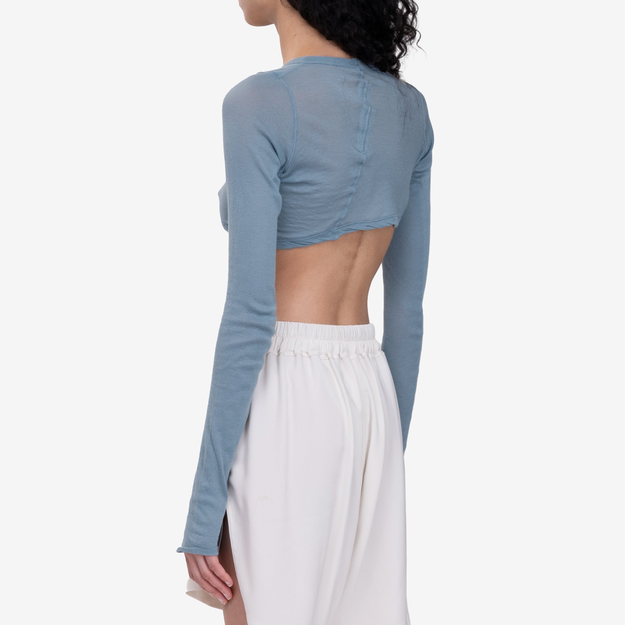 Rick Owens Womens Long Sleeve Crop Top Mouthwash - 4