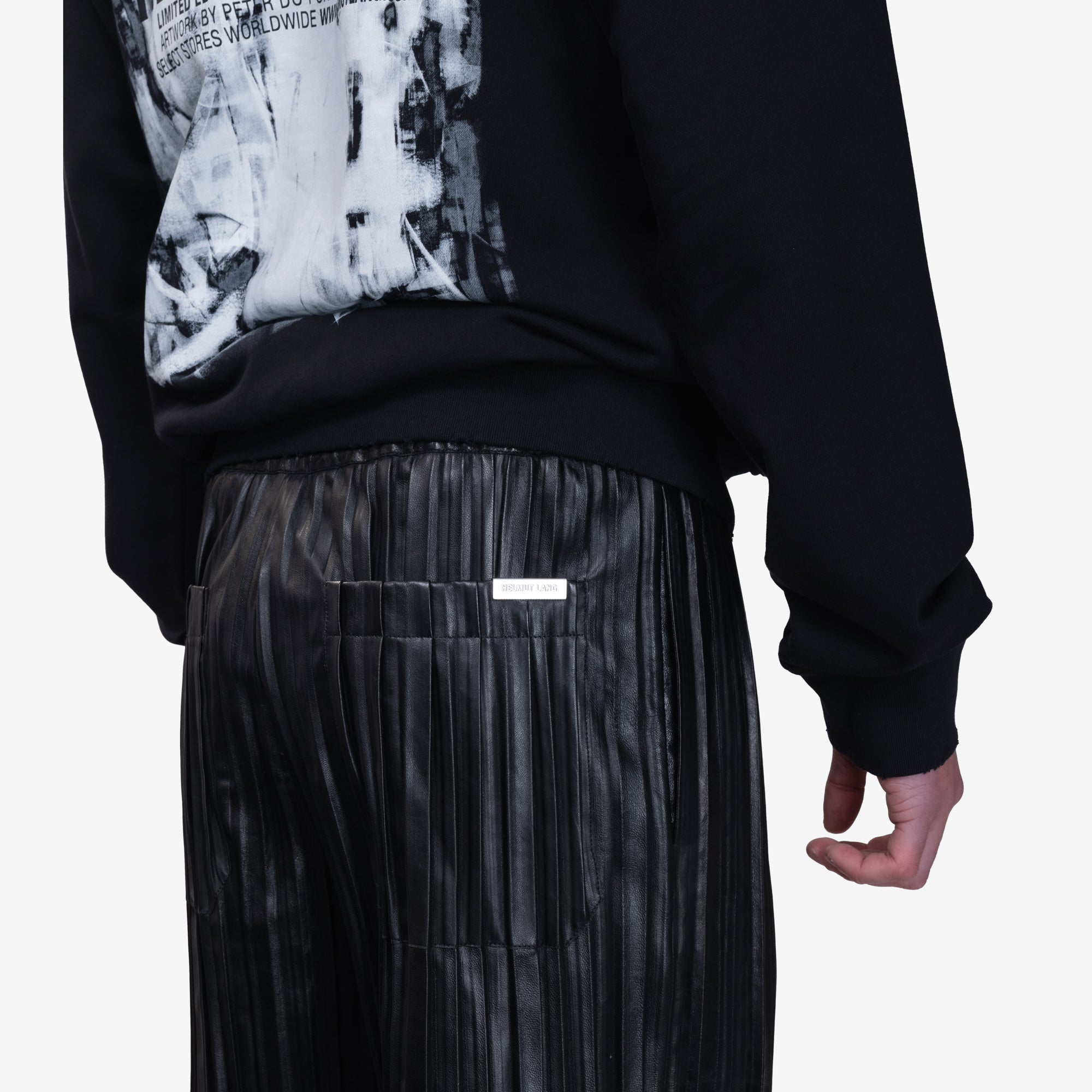 Helmut Lang Pleated Leather Shorts Black - 6