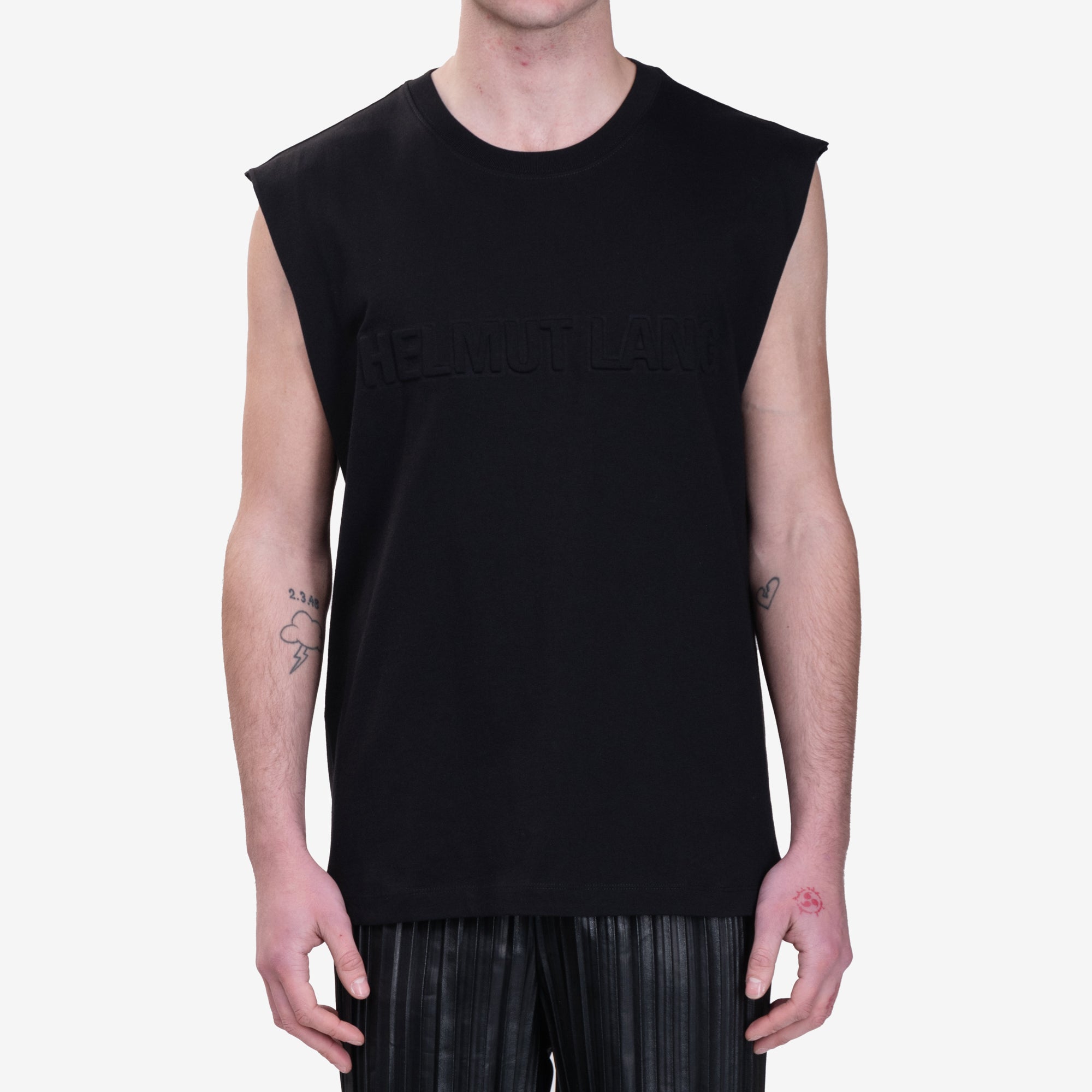Helmut Lang Embossed Sleeveless T-Shirt Black - 1