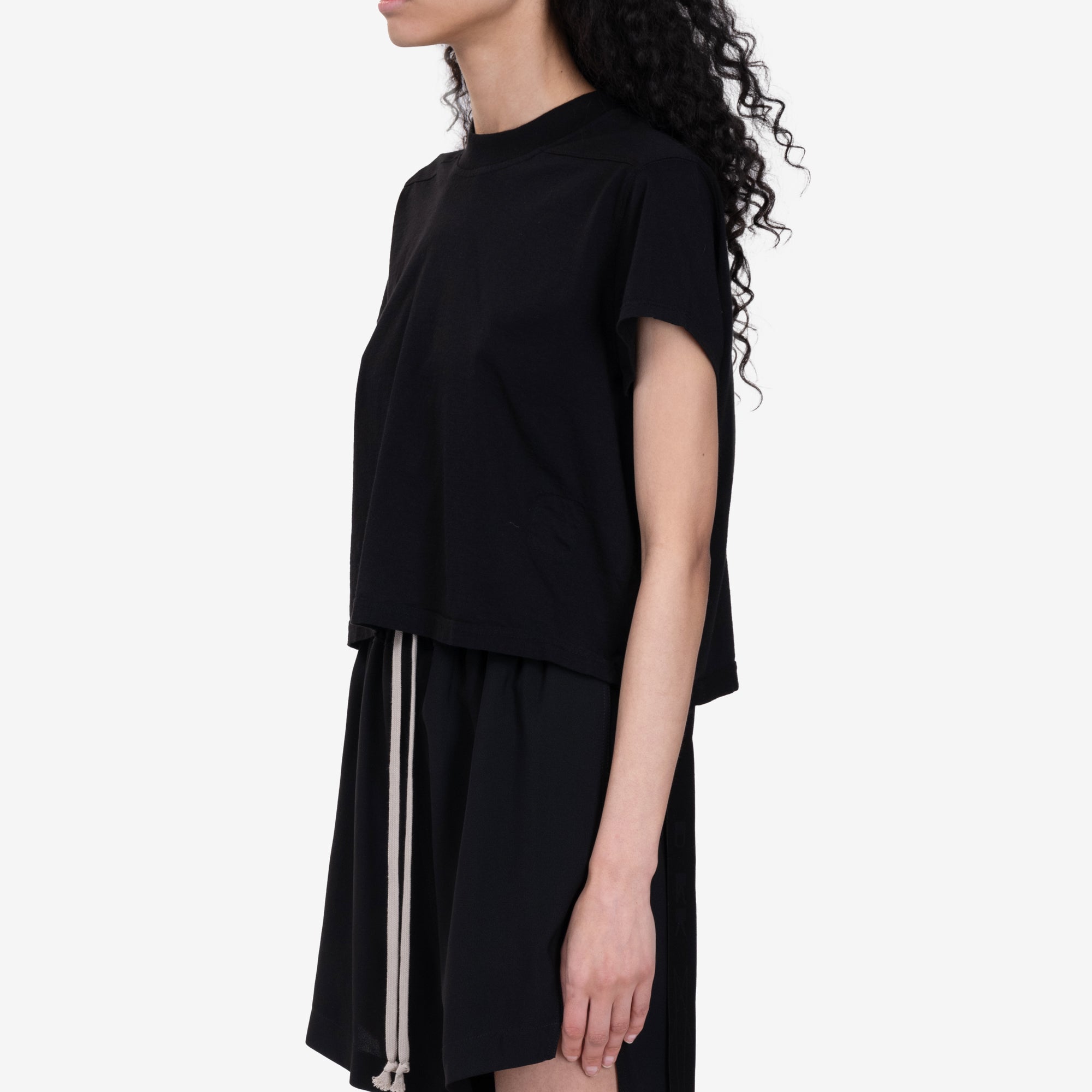 Rick Owens DRKSHDW Womens Cropped Small Level T-Shirt Black - 3