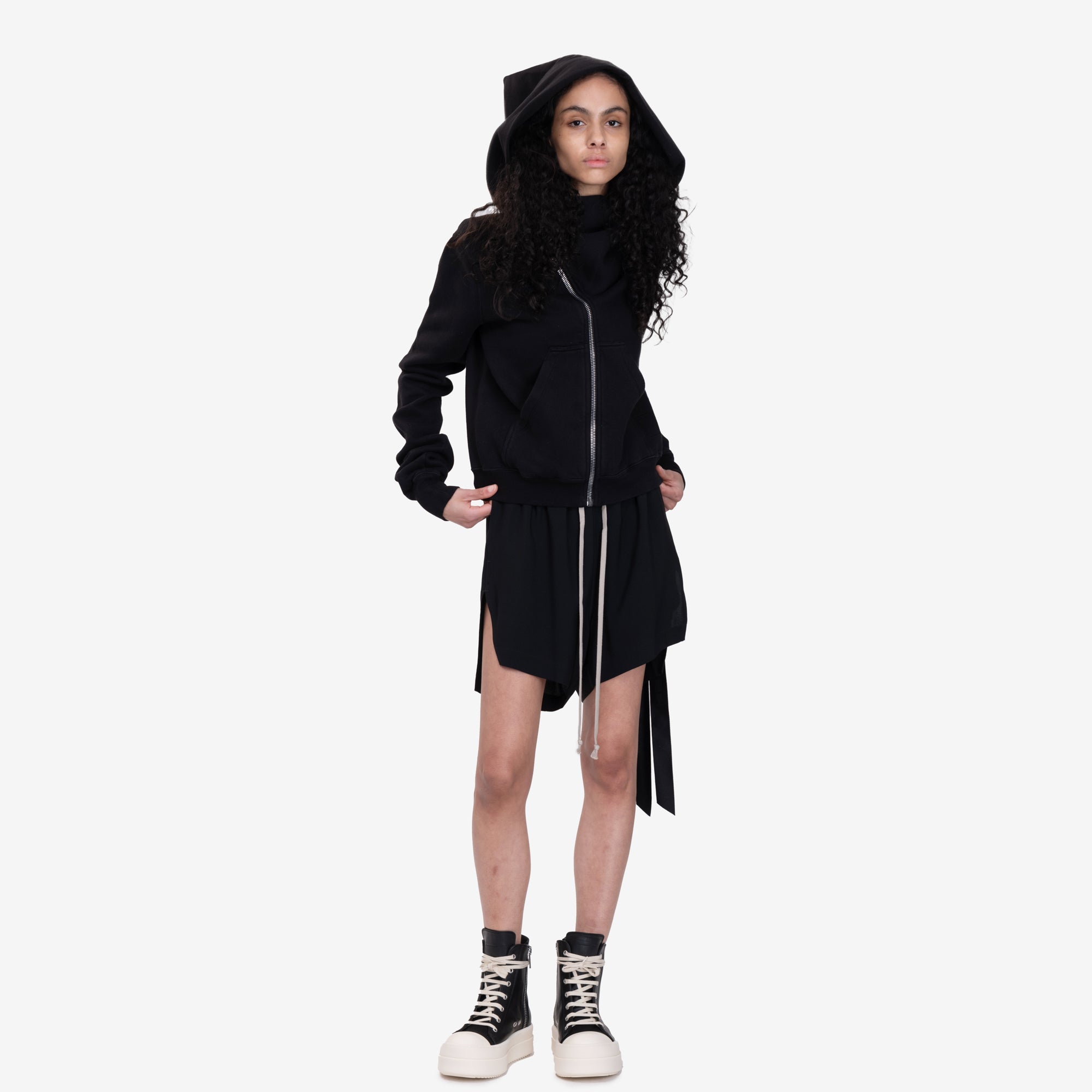 Rick Owens DRKSHDW Womens Mountain Zip Hoody Black - 2