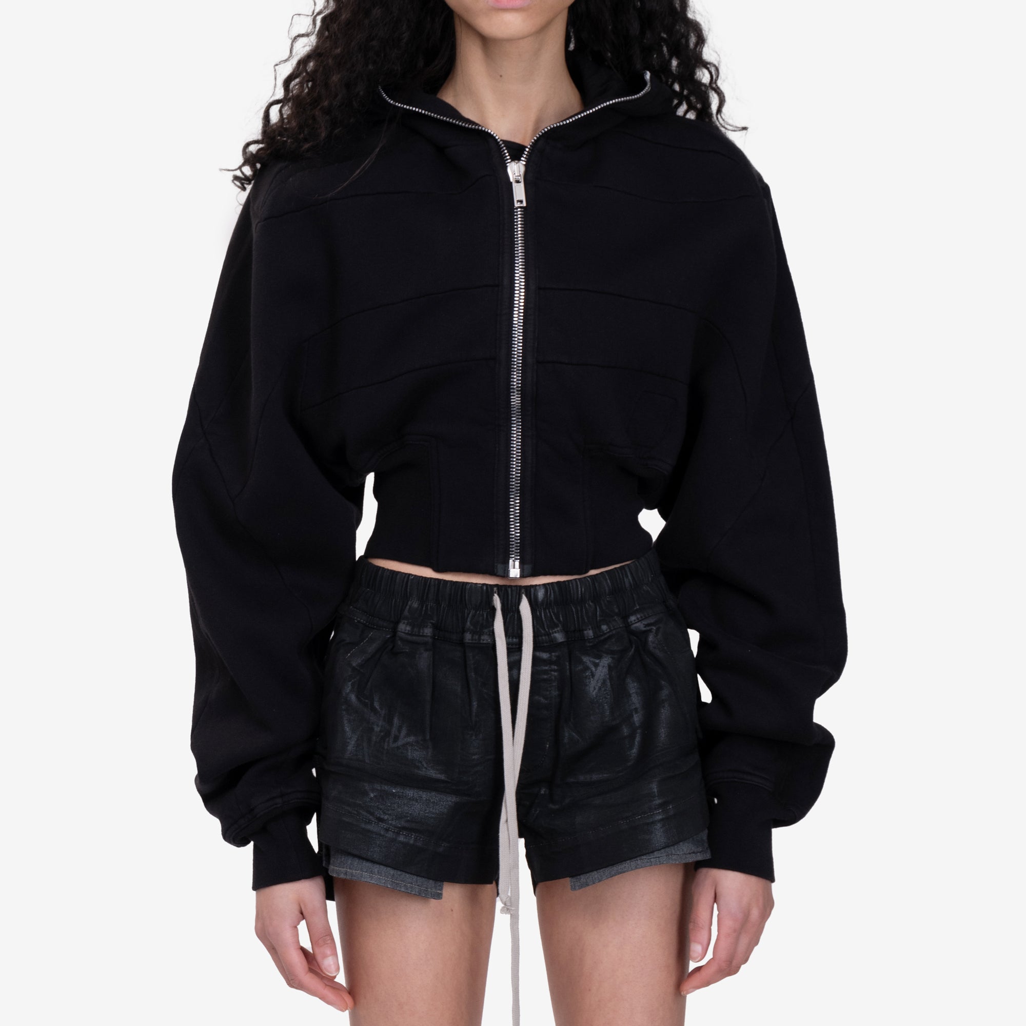Rick Owens DRKSHDW Womens Collage Gimp Zip Hoody Black - 1