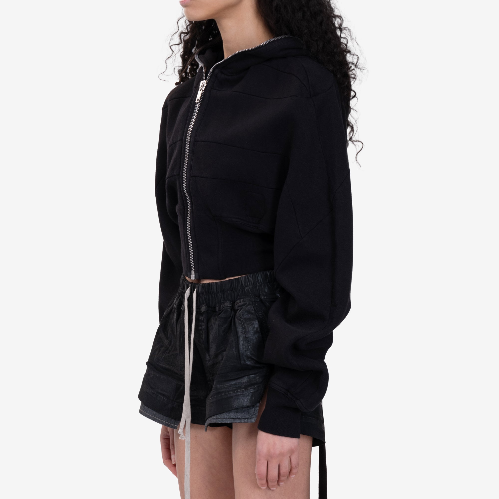 Rick Owens DRKSHDW Womens Collage Gimp Zip Hoody Black - 3