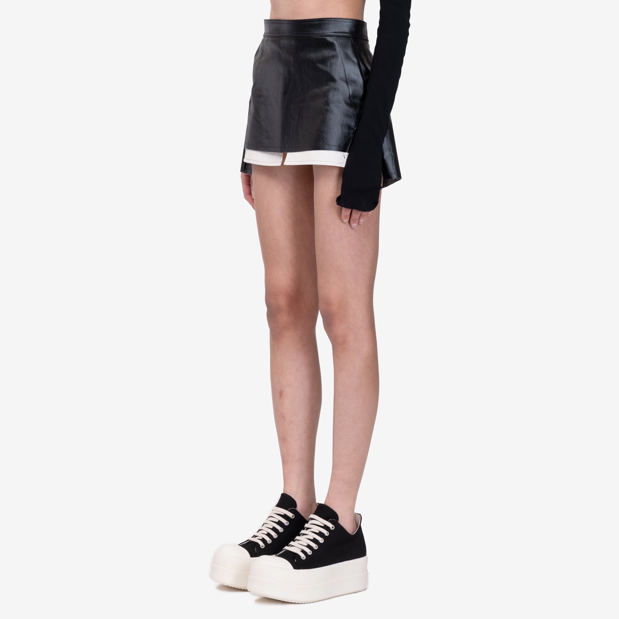 Rick Owens Womens Fog Cut Off Mini Skirt Black - 3