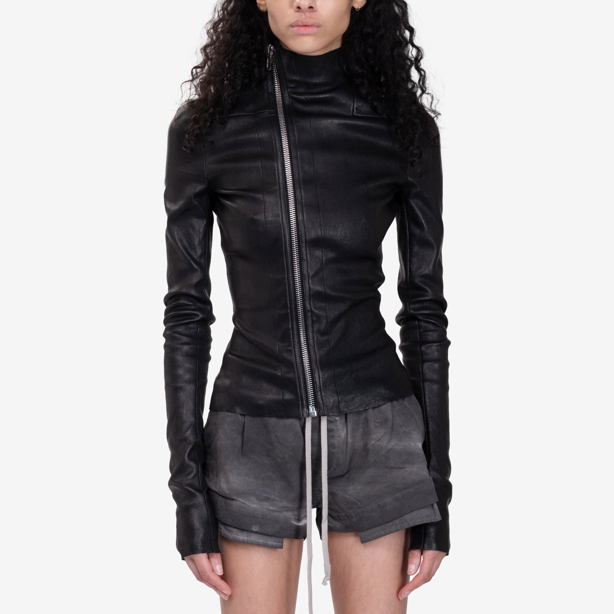 Rick Owens Womens Gary Leather Jacket Black - 1