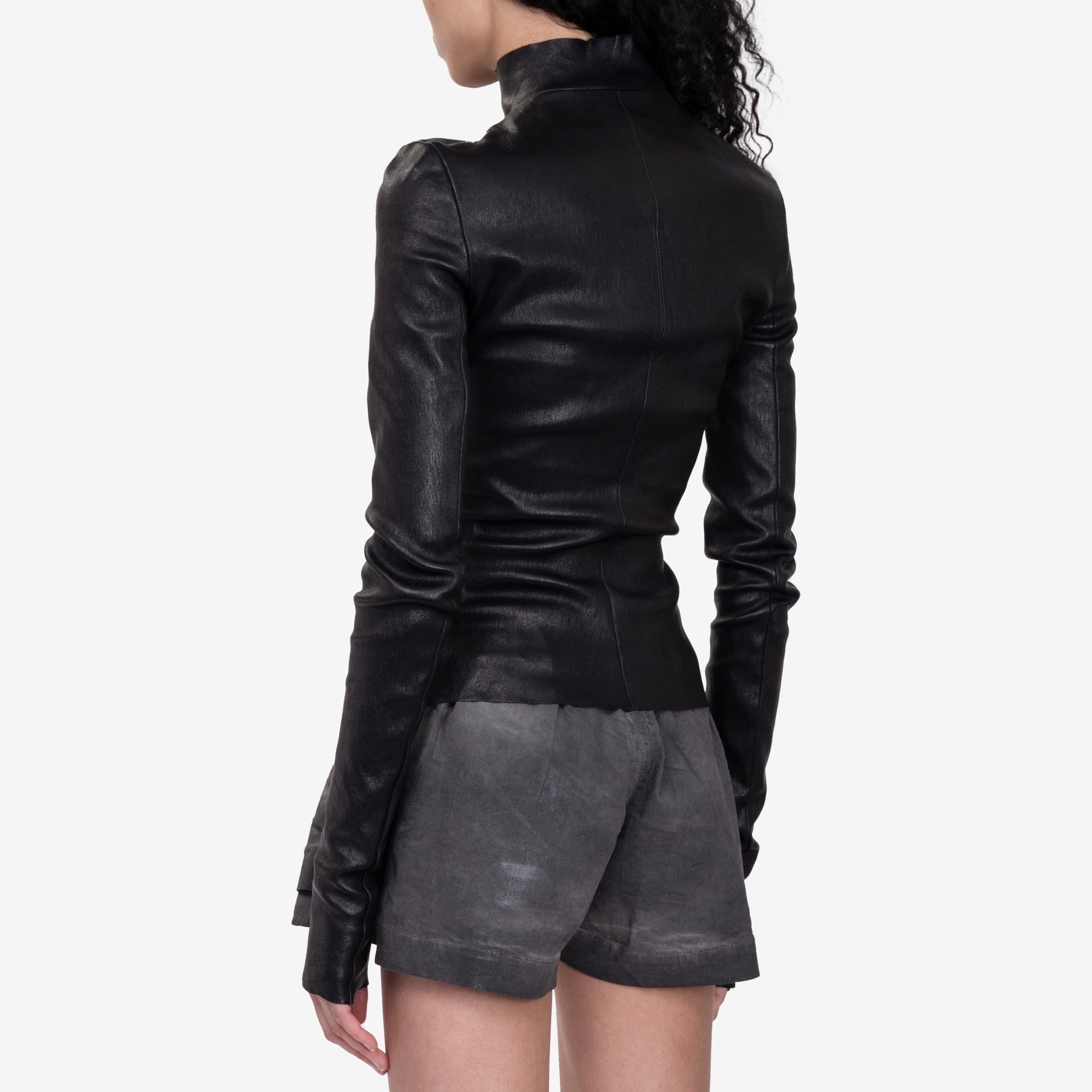 Rick Owens Womens Gary Leather Jacket Black - 4