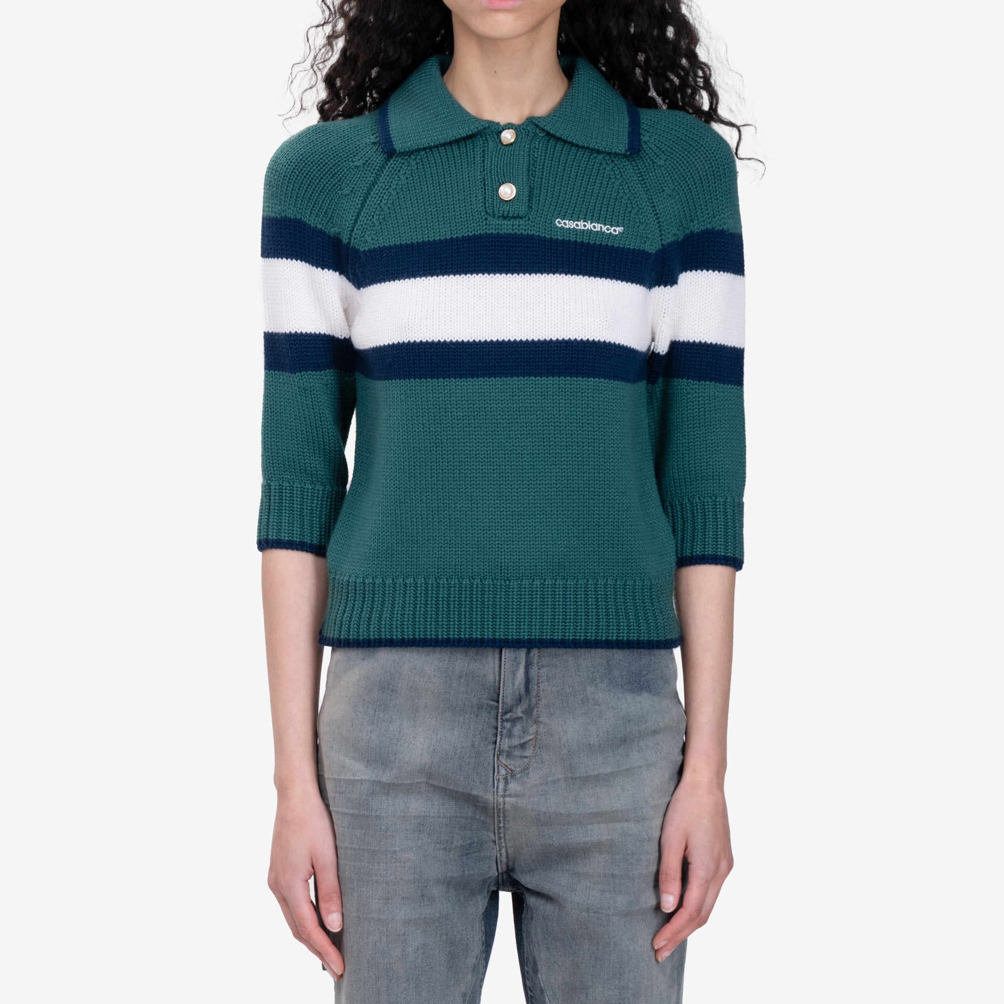 Casablanca Womens Colour Block Polo Green - 1