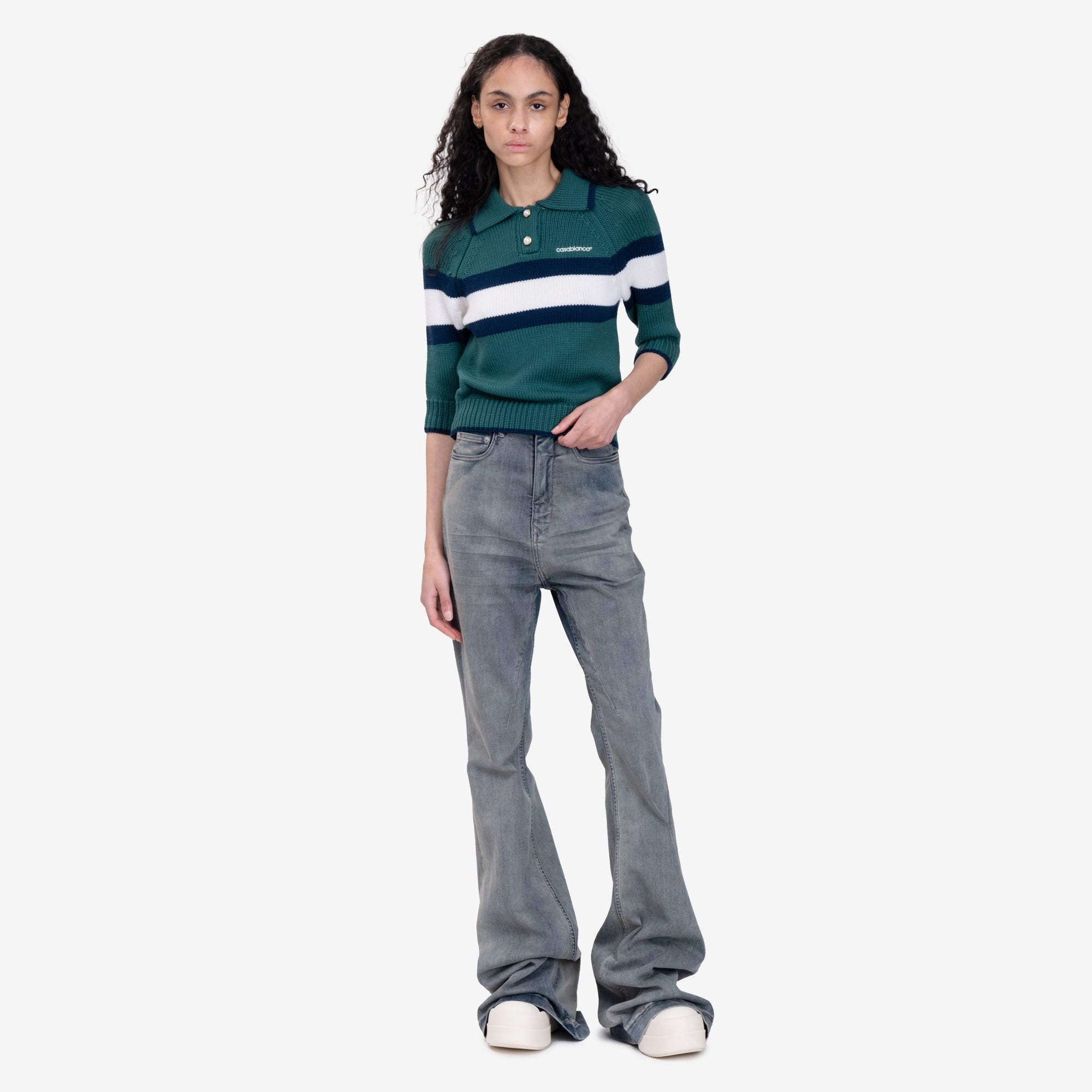 Casablanca Womens Colour Block Polo Green - 2