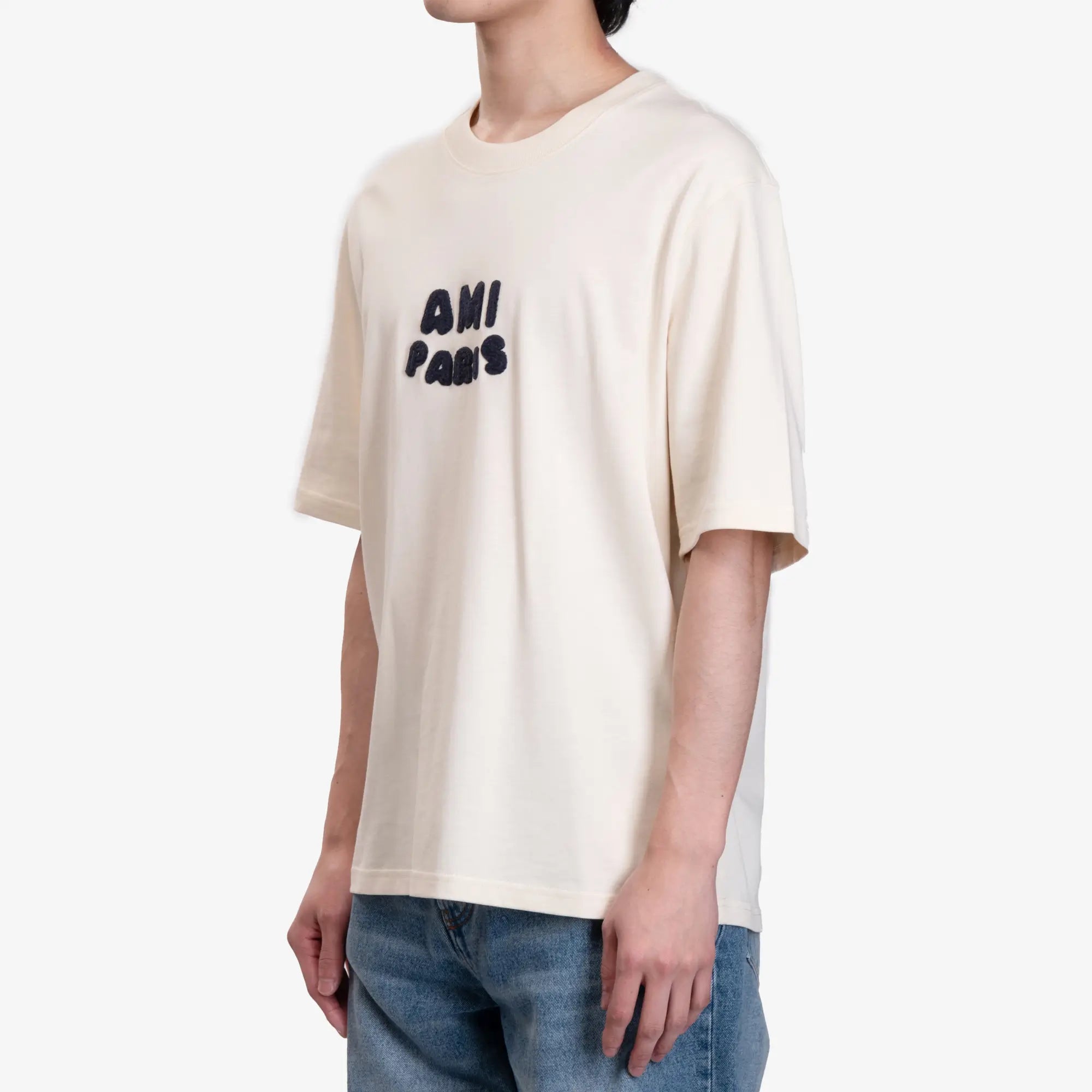 AMI Ami Paris Patch T-Shirt White Cream - 3