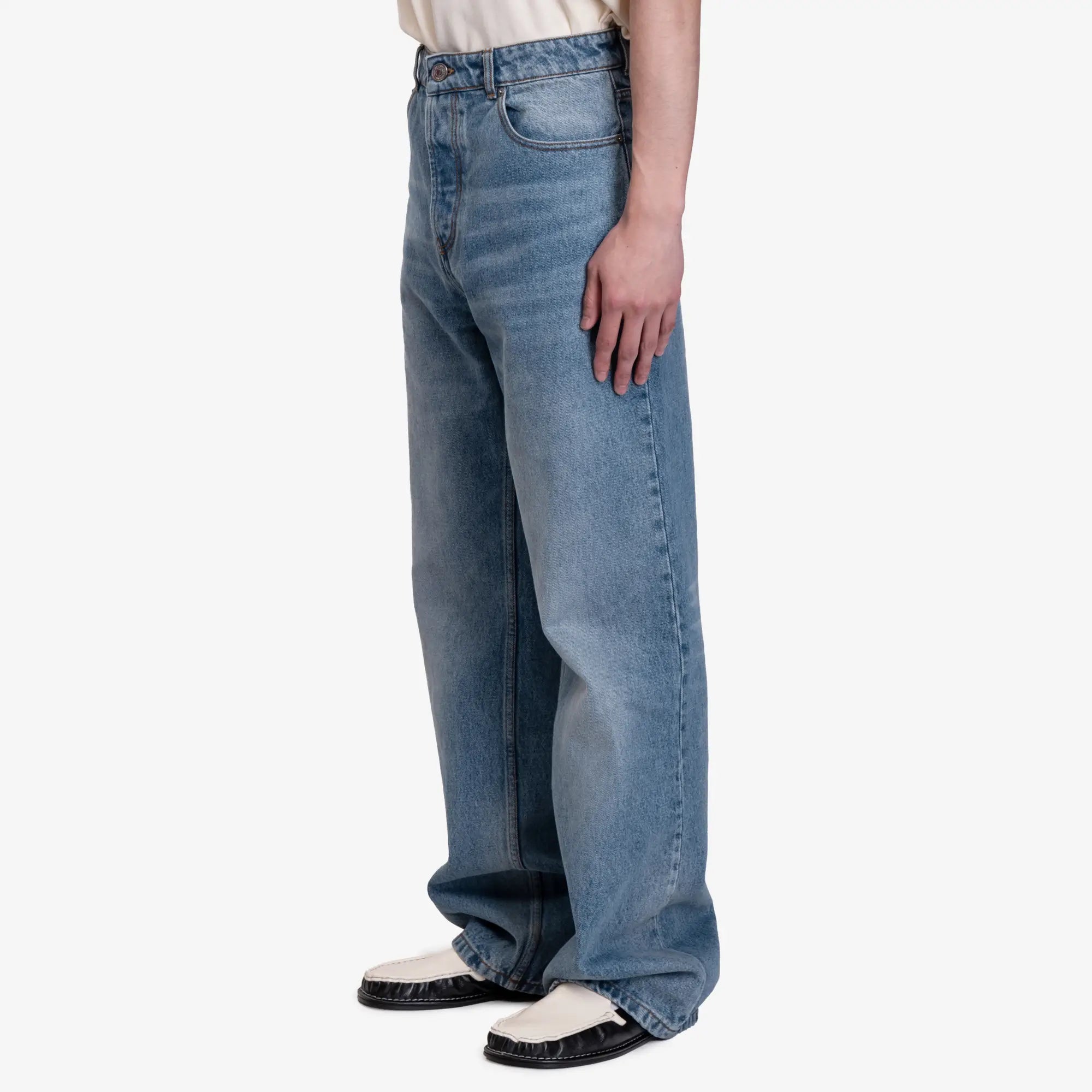 AMI Large Fit Jeans Used Blue - 3